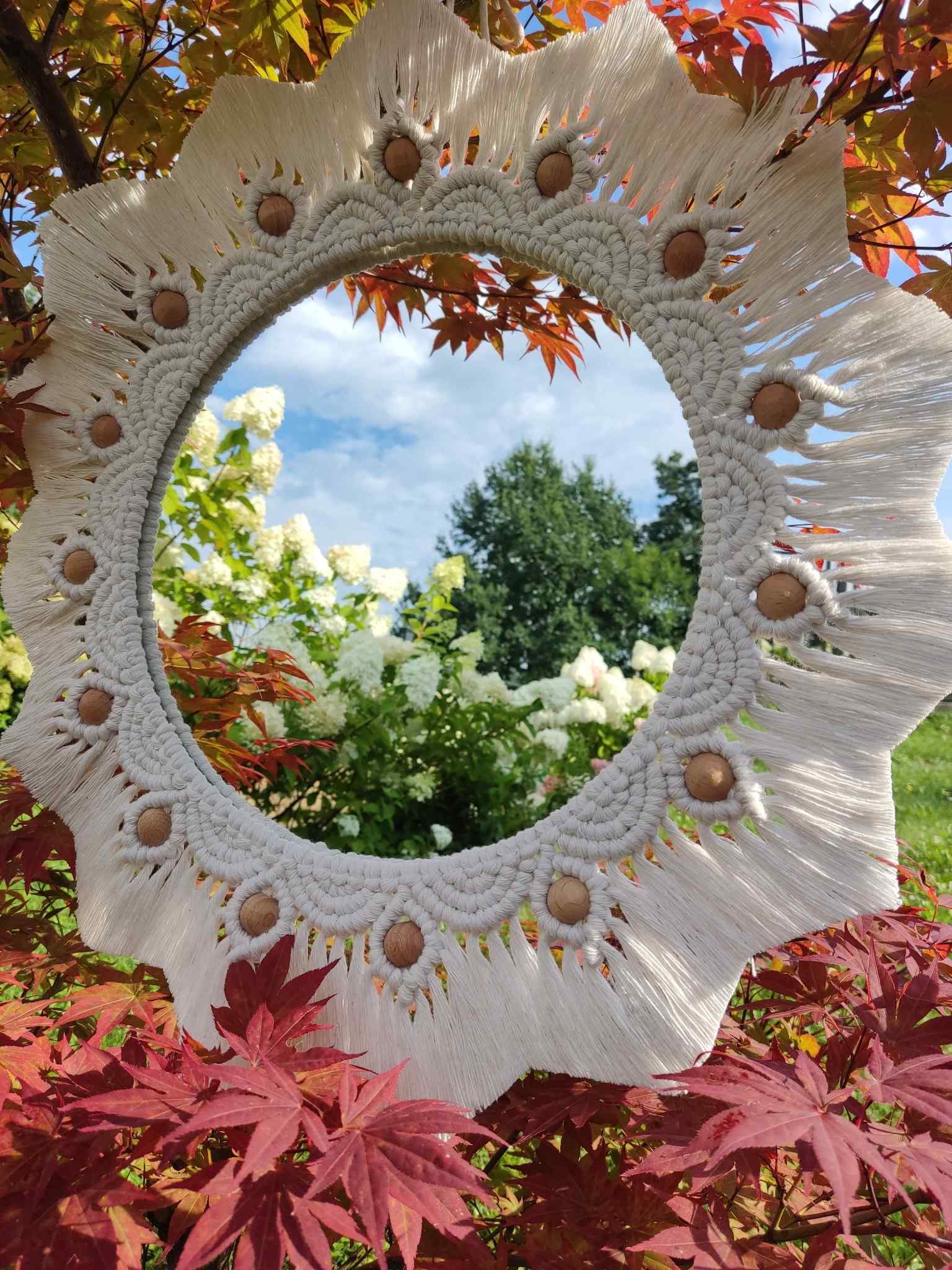 Lustro z mandalą BOHO SUNLIGHT - DeasyArt – rękodzieło Boho, lampiony & dekoracje handmade