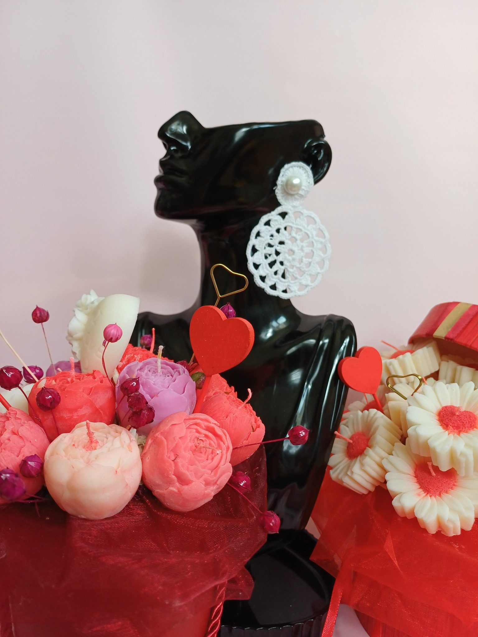 Koronkowe kolczyki - ŚNIEŻNA KORONKA  - DeasyArt – rękodzieło Boho, lampiony & dekoracje handmade