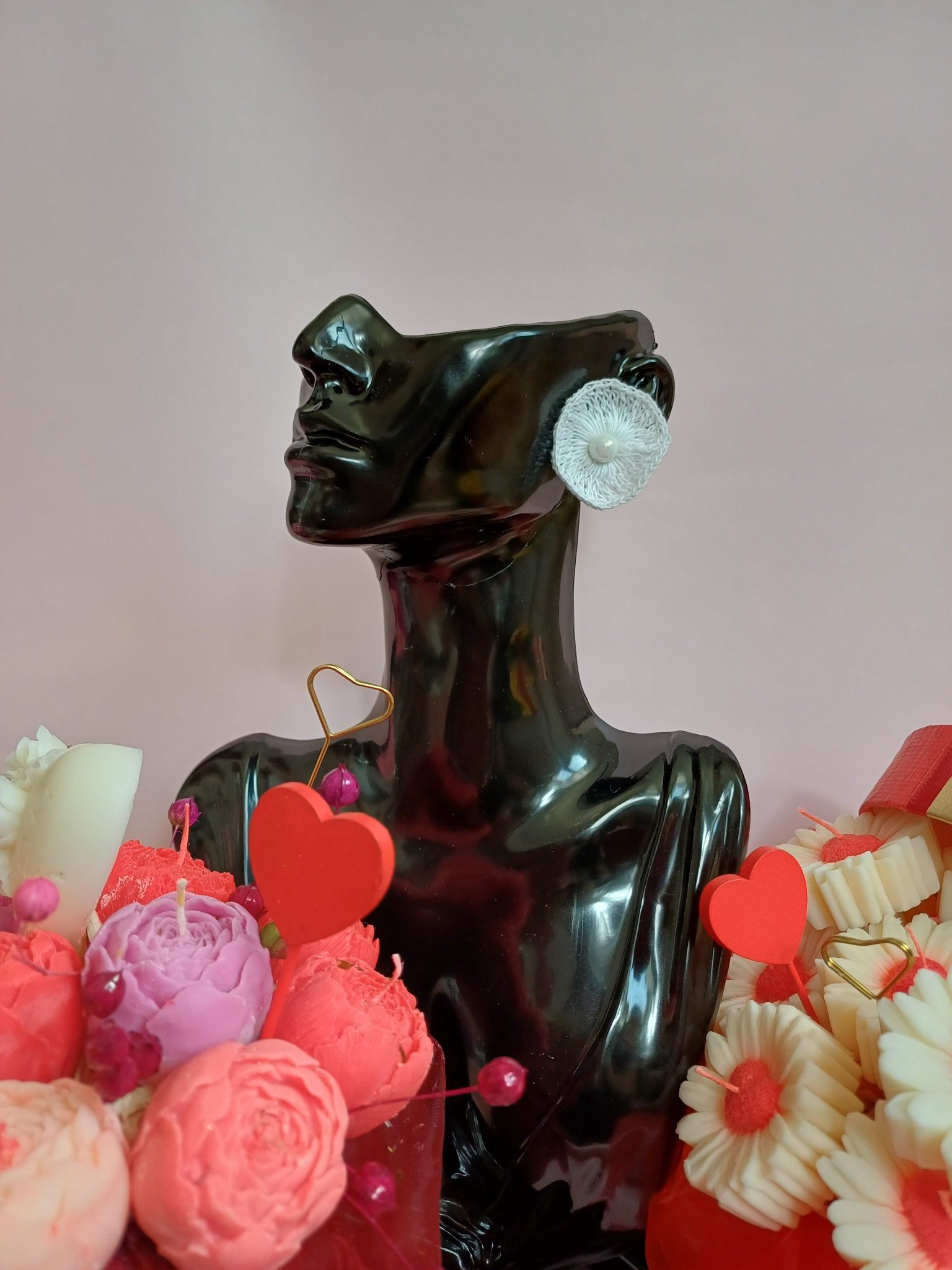 Koronkowe kolczyki - PERŁOWA SONATA - DeasyArt – rękodzieło Boho, lampiony & dekoracje handmade