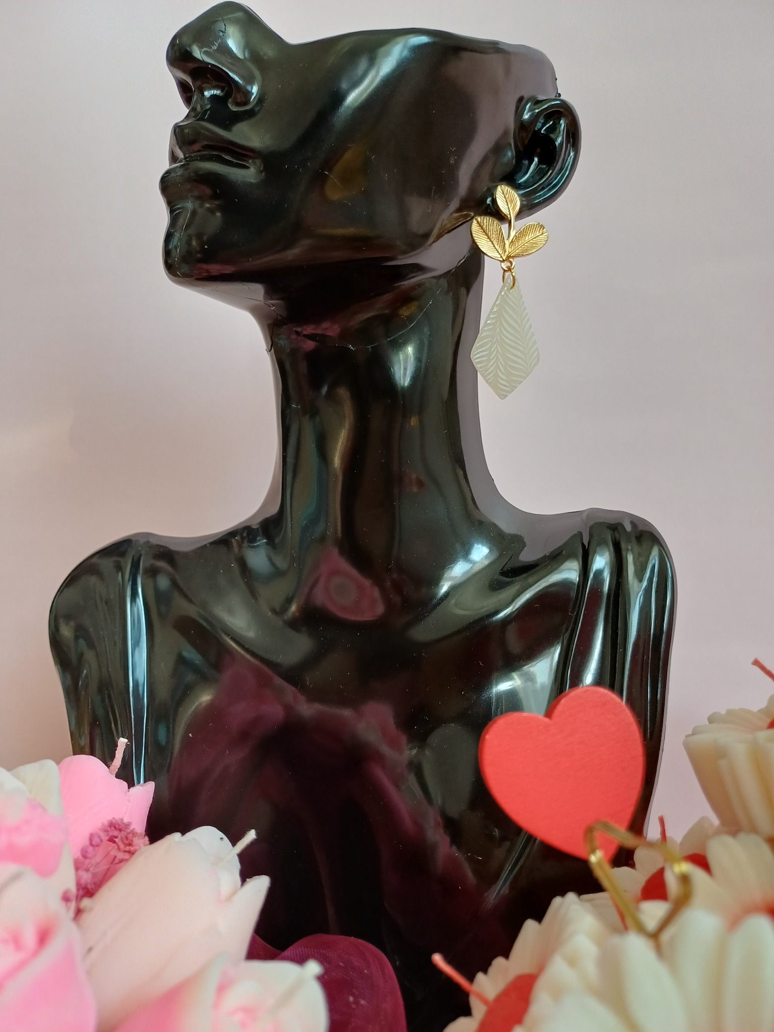 Kolczyki z glinki polimerowej termoutwardzalnej LEŚNY SZEPT ZŁOTA - DeasyArt – rękodzieło Boho, lampiony & dekoracje handmade