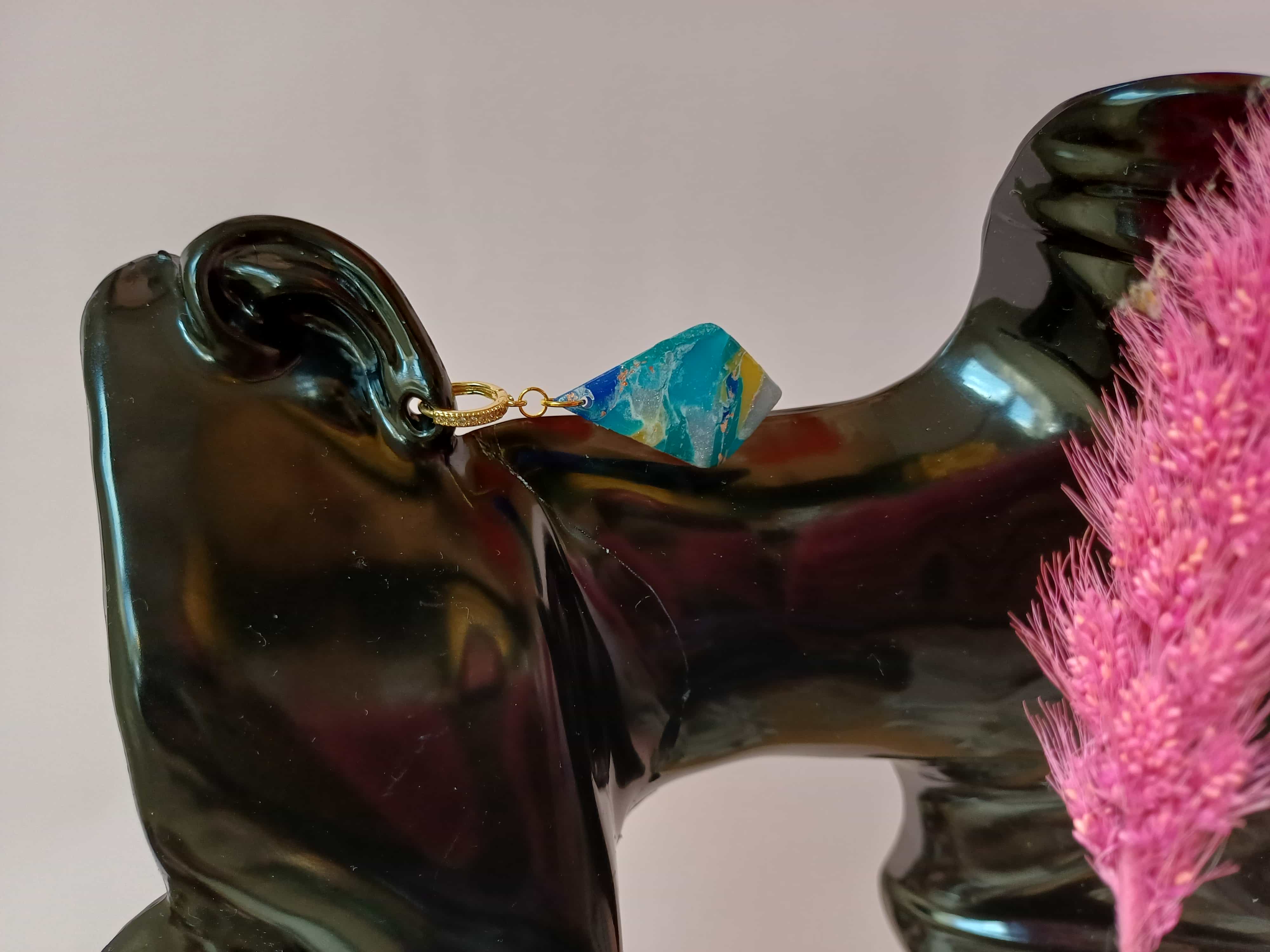 Kolczyki z glinki polimerowej termoutwardzalnej TURKUSOWA LAGUNA - DeasyArt – rękodzieło Boho, lampiony & dekoracje handmade