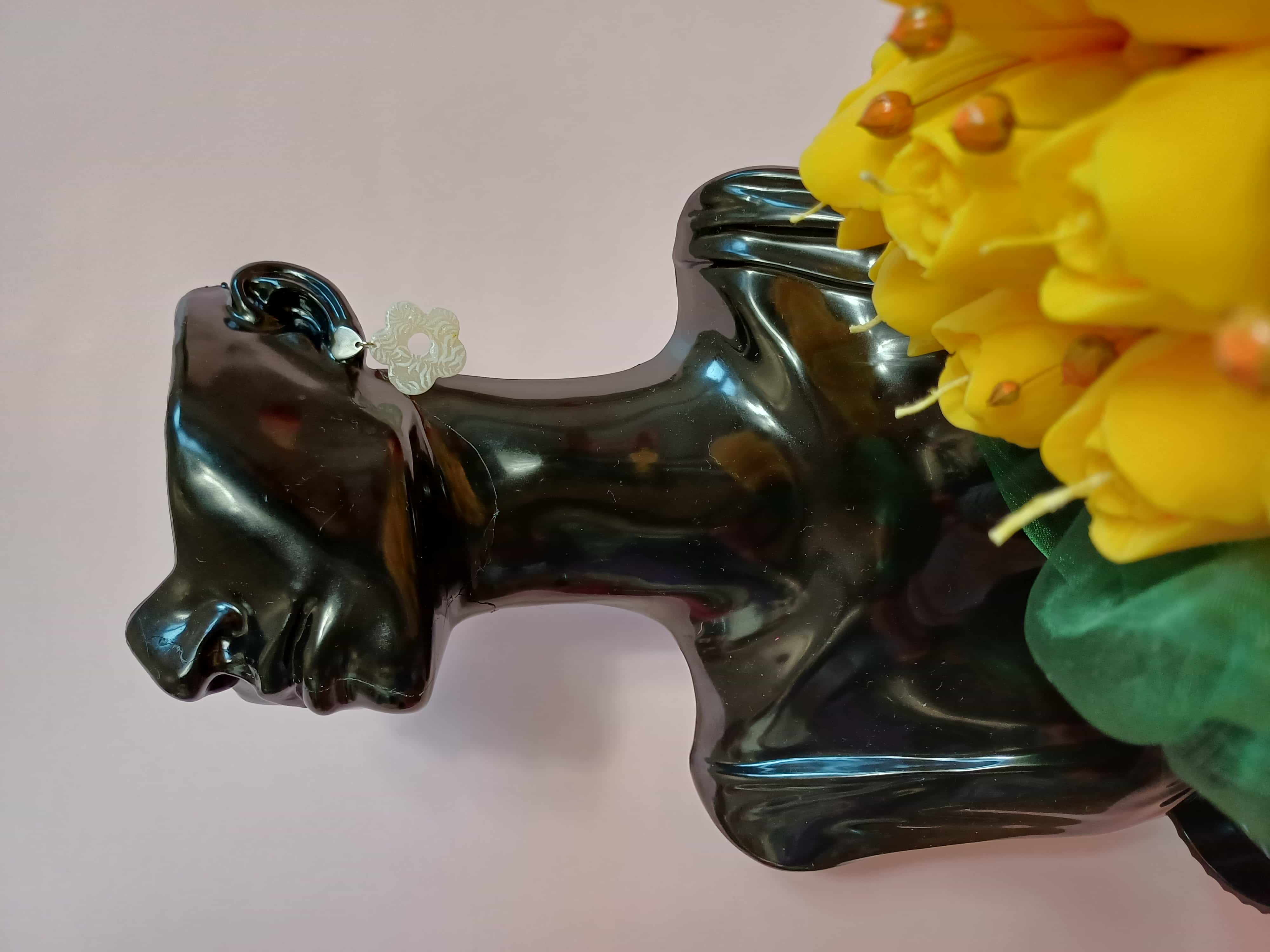 Kolczyki z glinki polimerowej termoutwardzalnej PERŁOWY KWIAT - DeasyArt – rękodzieło Boho, lampiony & dekoracje handmade