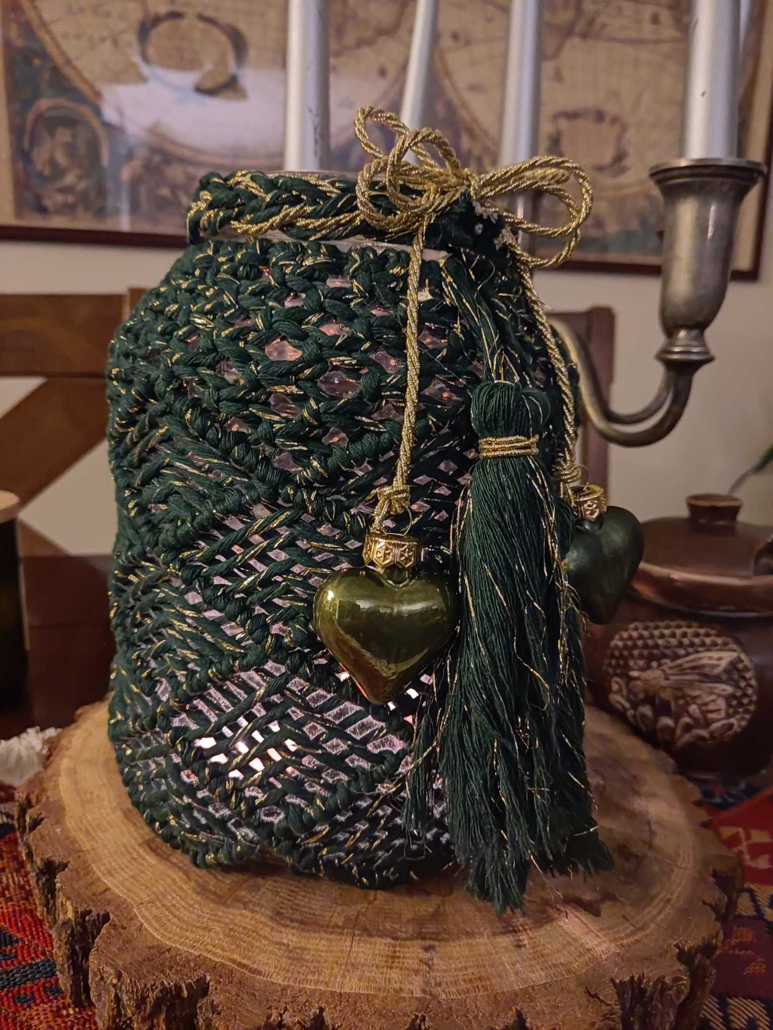 Świąteczny lampion GRENN BOHO HEART - DeasyArt – rękodzieło Boho, lampiony & dekoracje handmade