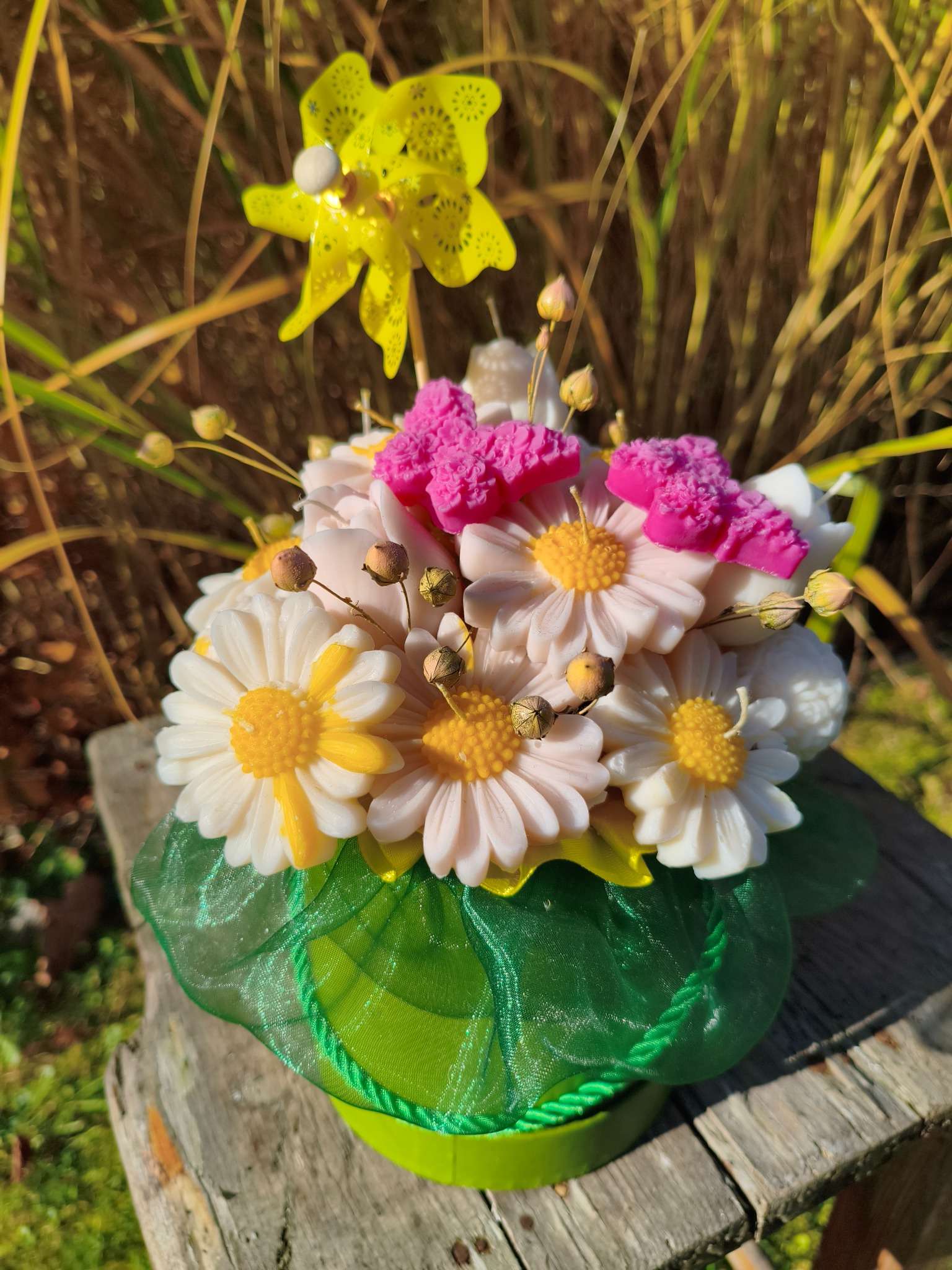 Candle Flower box L STOKROTKI  - DeasyArt – rękodzieło Boho, lampiony & dekoracje handmade