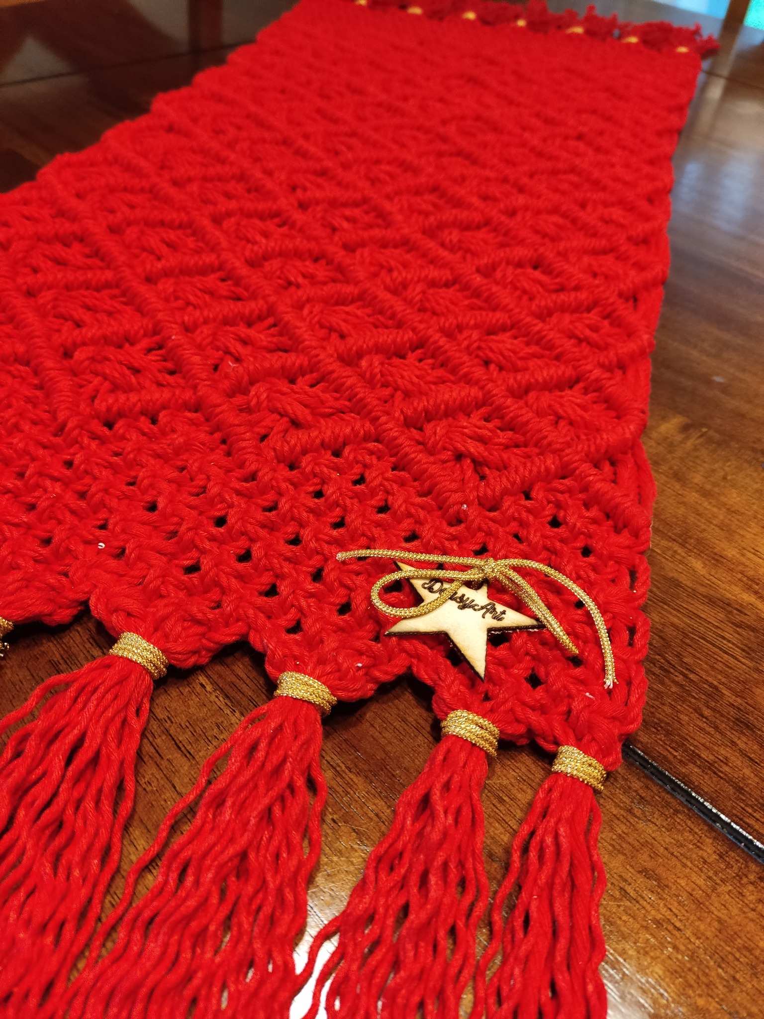 Bieżnik CZERWONY BLASK  - DeasyArt – rękodzieło Boho, lampiony & dekoracje handmade