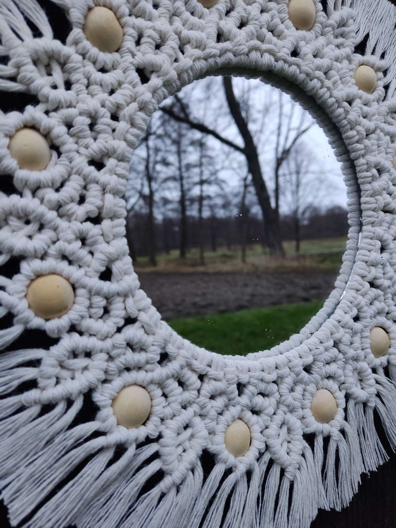 Lustro z mandalą FOREST WHISPER - DeasyArt – rękodzieło Boho, lampiony & dekoracje handmade