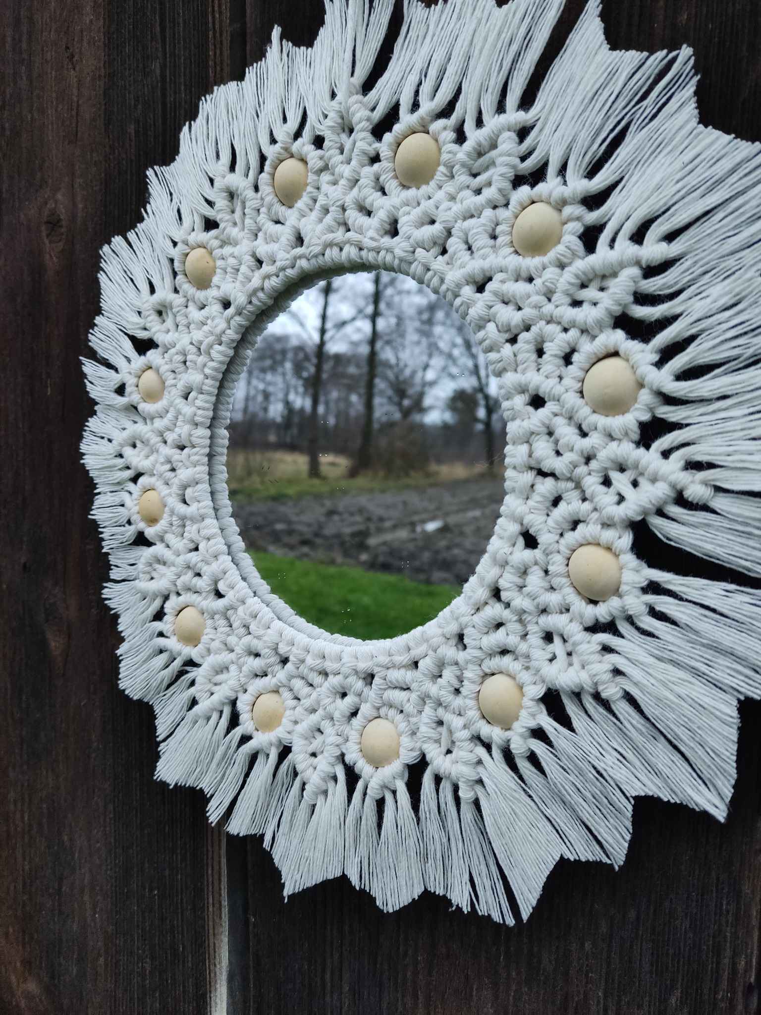 Lustro z mandalą FOREST WHISPER - DeasyArt – rękodzieło Boho, lampiony & dekoracje handmade