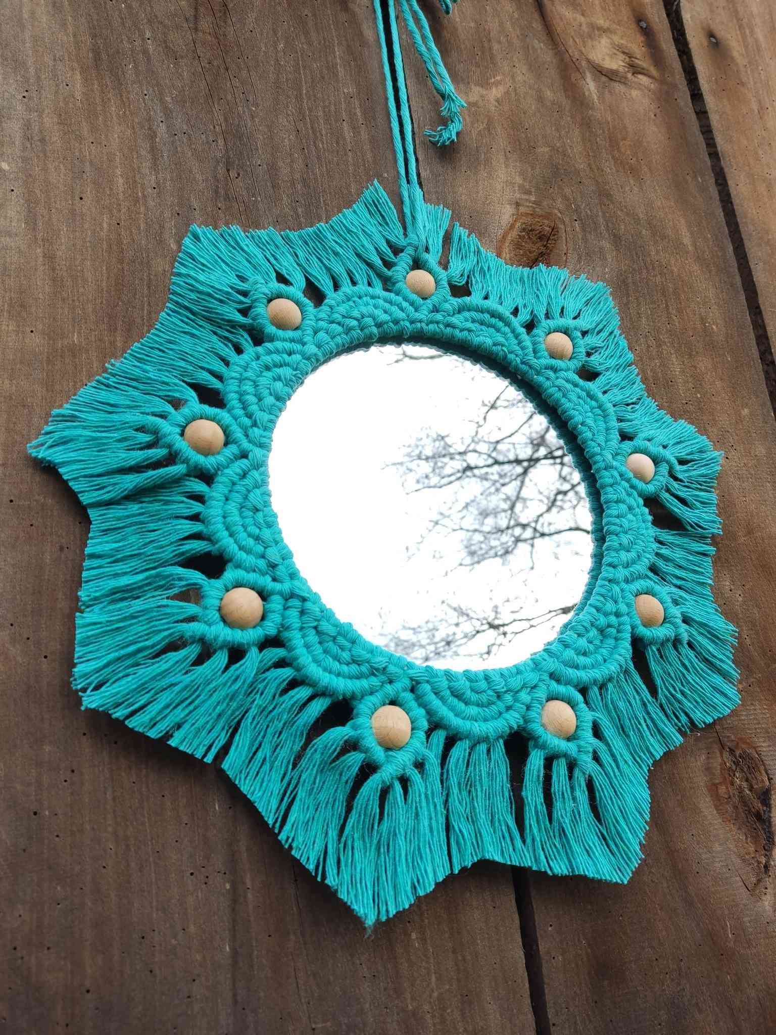 Lustro z mandalą MORSKI SZEPT  - DeasyArt – rękodzieło Boho, lampiony & dekoracje handmade