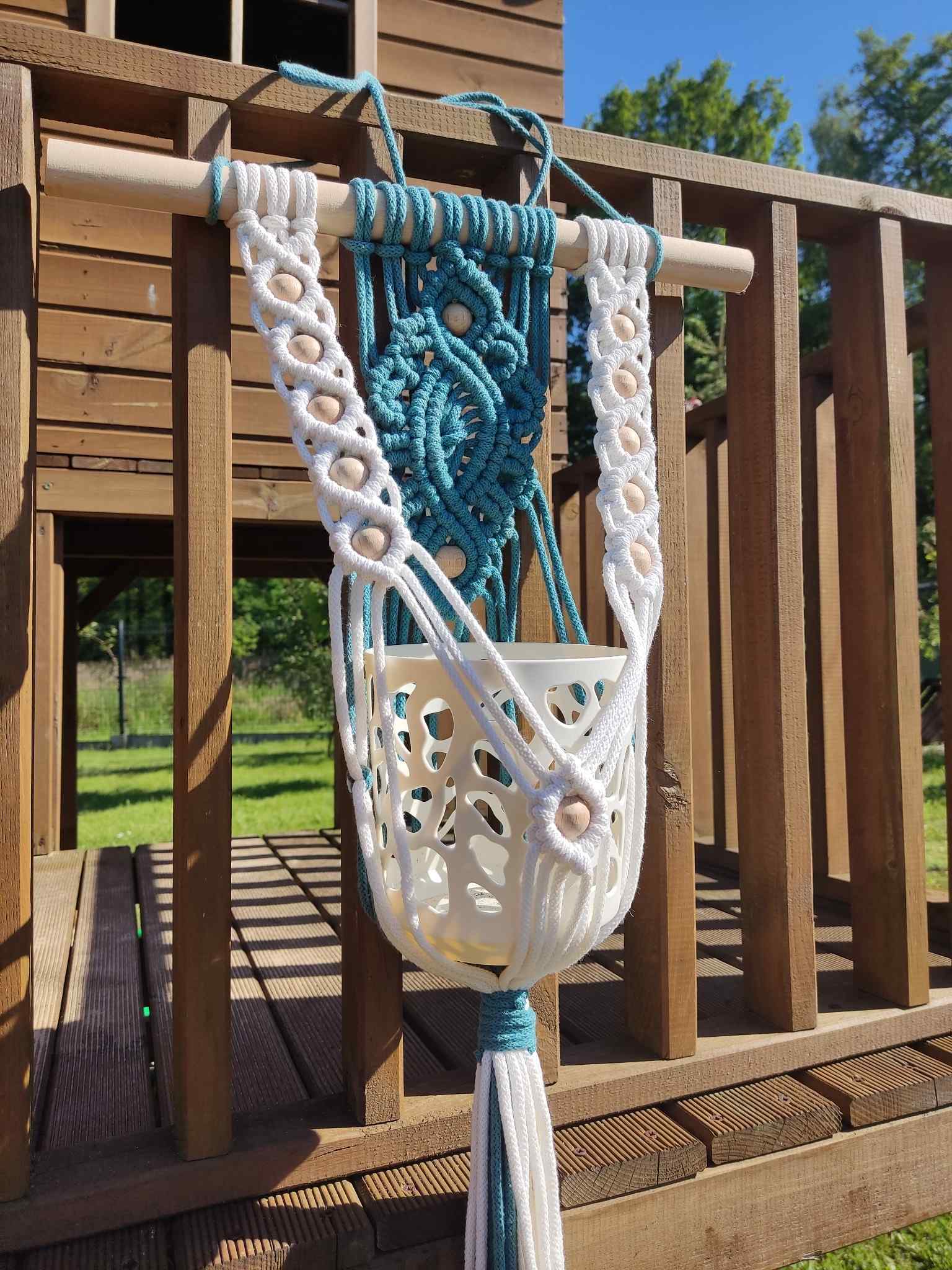 Kwietnik naścienny BLUE - DeasyArt – rękodzieło Boho, lampiony & dekoracje handmade