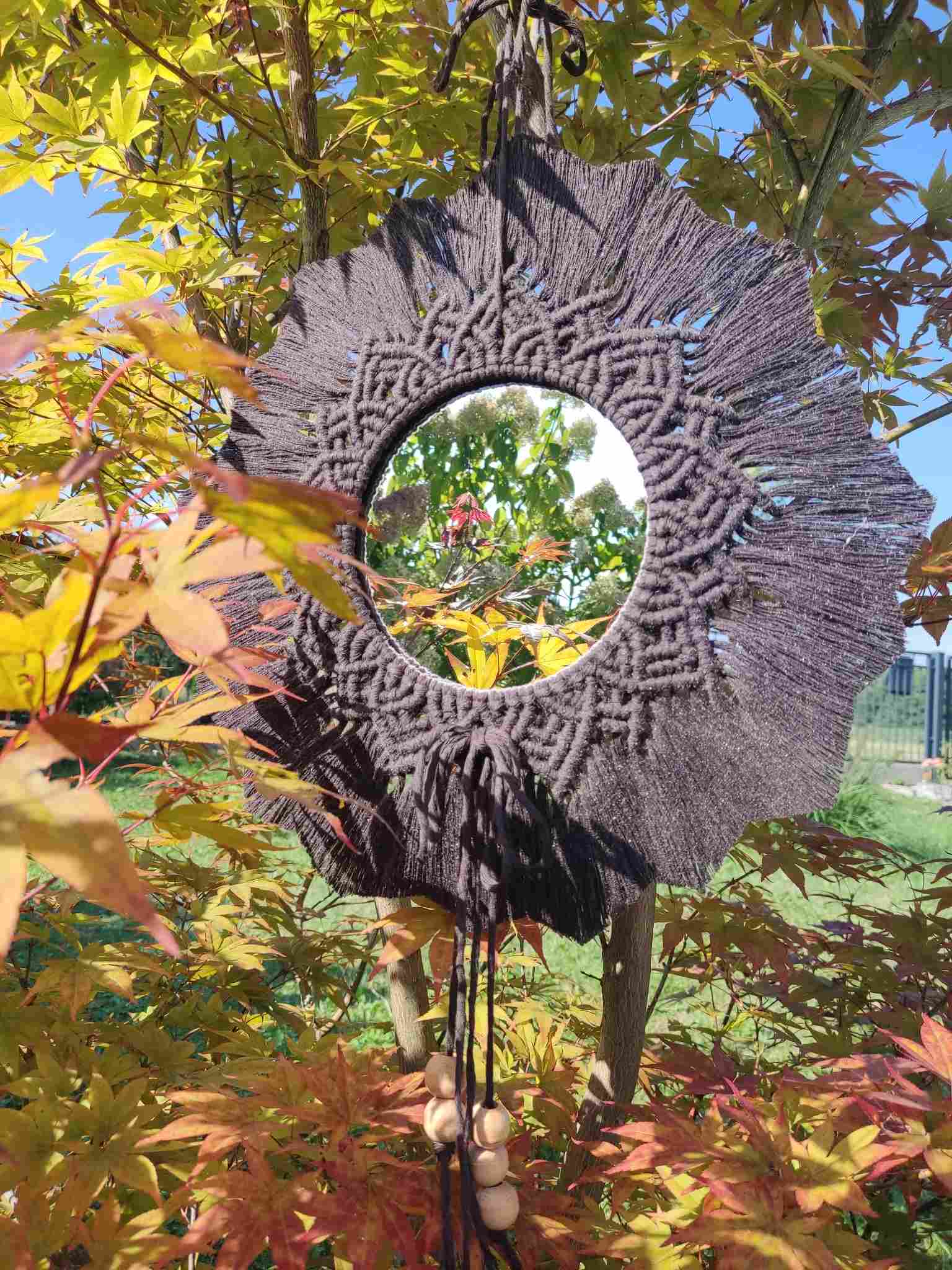 Lustro z mandalą CZEKOLADA - DeasyArt – rękodzieło Boho, lampiony & dekoracje handmade