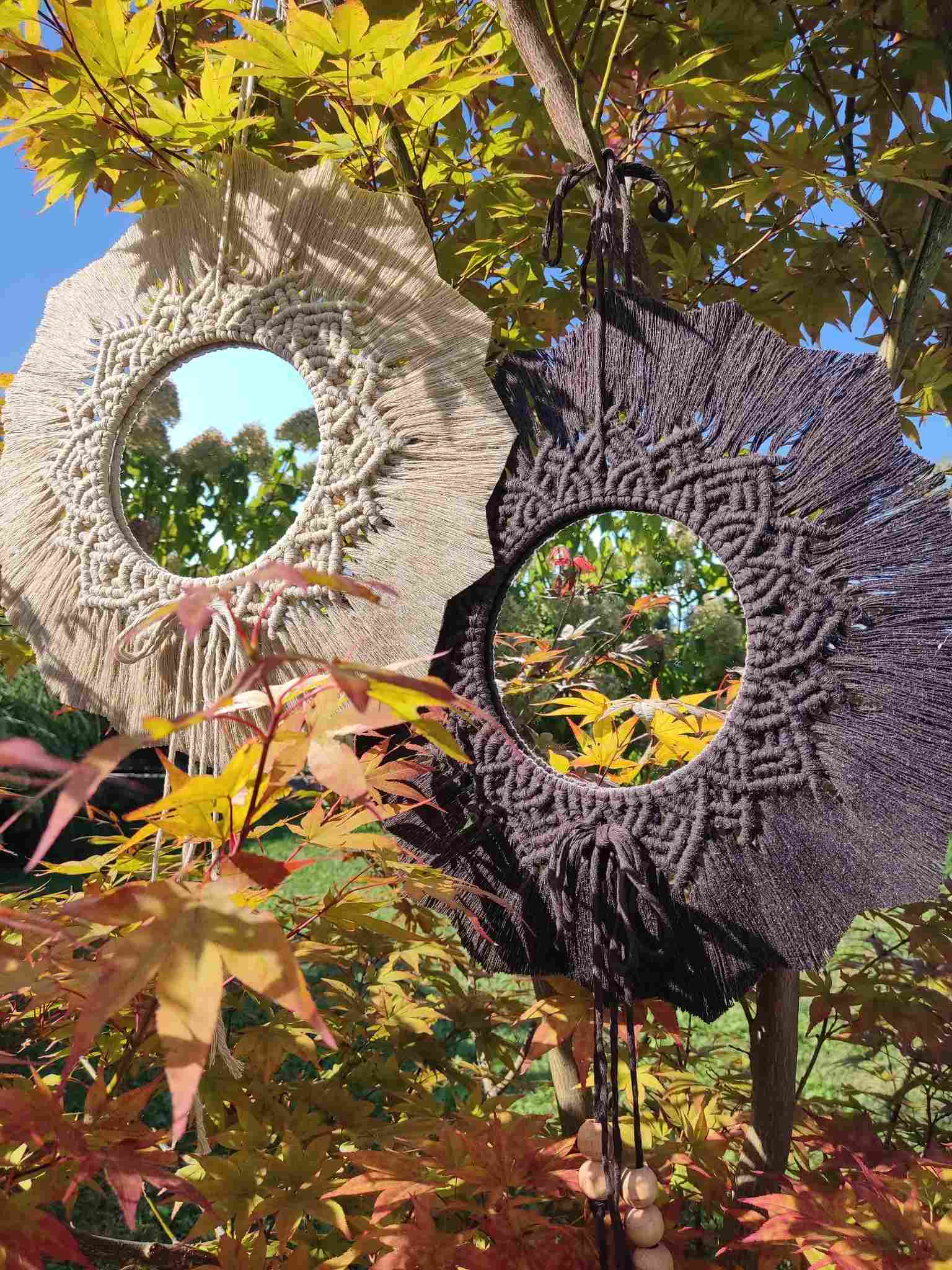 Lustro z mandalą CZEKOLADA - DeasyArt – rękodzieło Boho, lampiony & dekoracje handmade