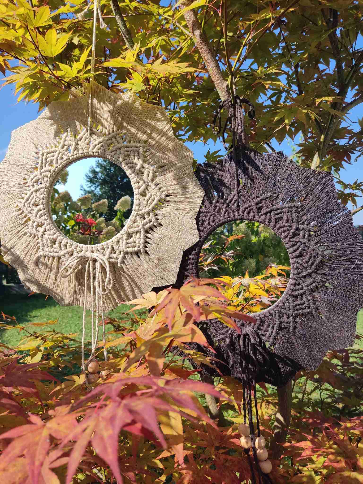 Lustro z mandalą CAPPUCCINO - DeasyArt – rękodzieło Boho, lampiony & dekoracje handmade