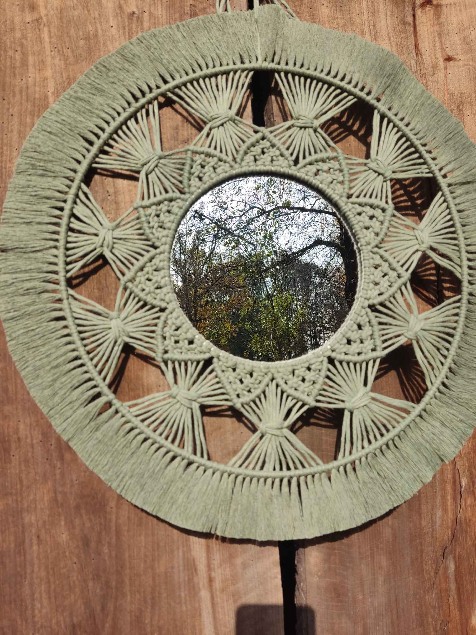 Lustro z mandalą EUKALIPTUS  - DeasyArt – rękodzieło Boho, lampiony & dekoracje handmade