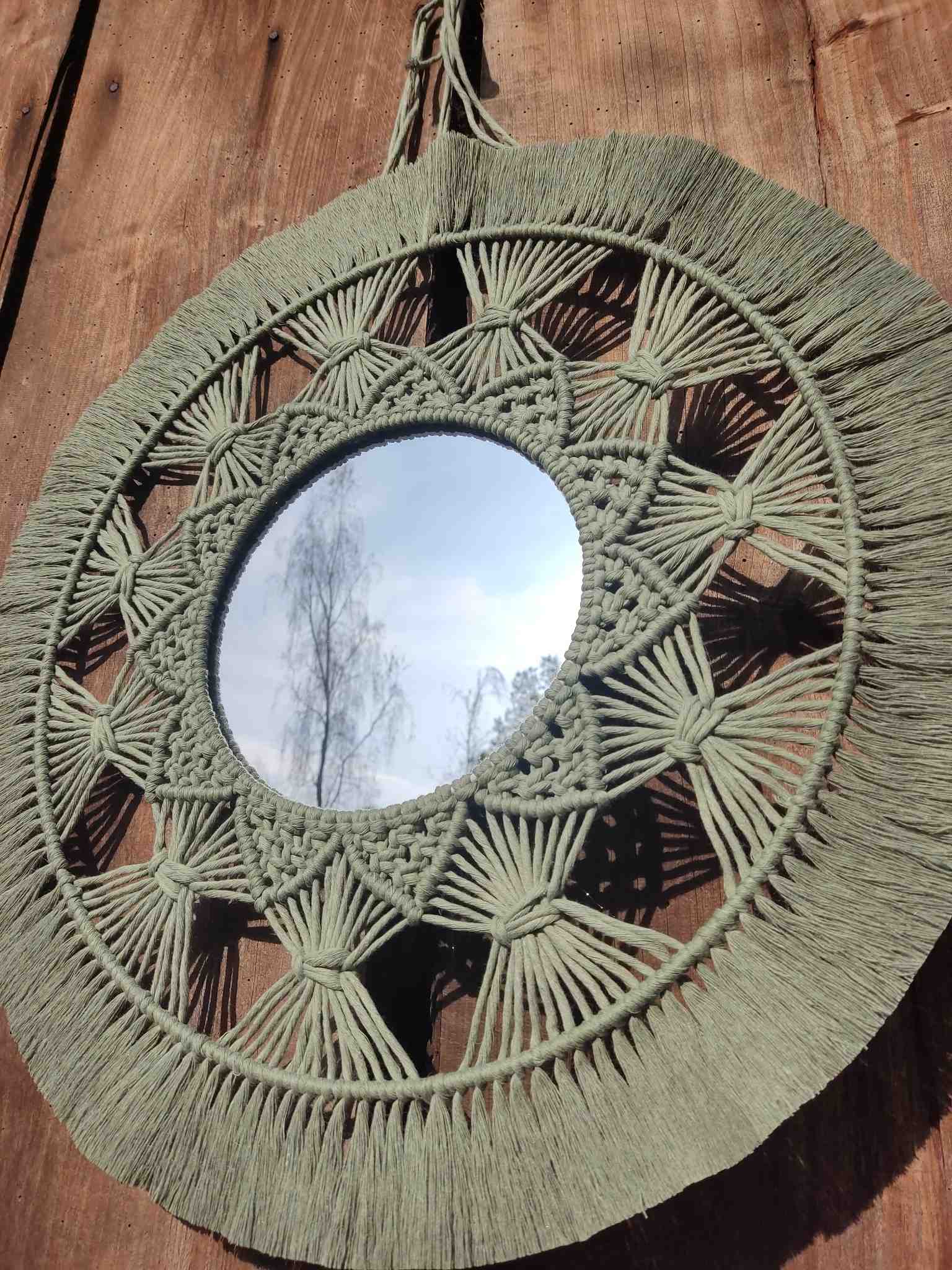 Lustro z mandalą EUKALIPTUS  - DeasyArt – rękodzieło Boho, lampiony & dekoracje handmade