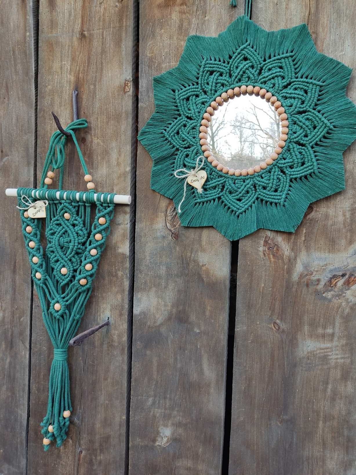 Zestaw Boho SZMARAGDOWY SPOKÓJ  - DeasyArt – rękodzieło Boho, lampiony & dekoracje handmade