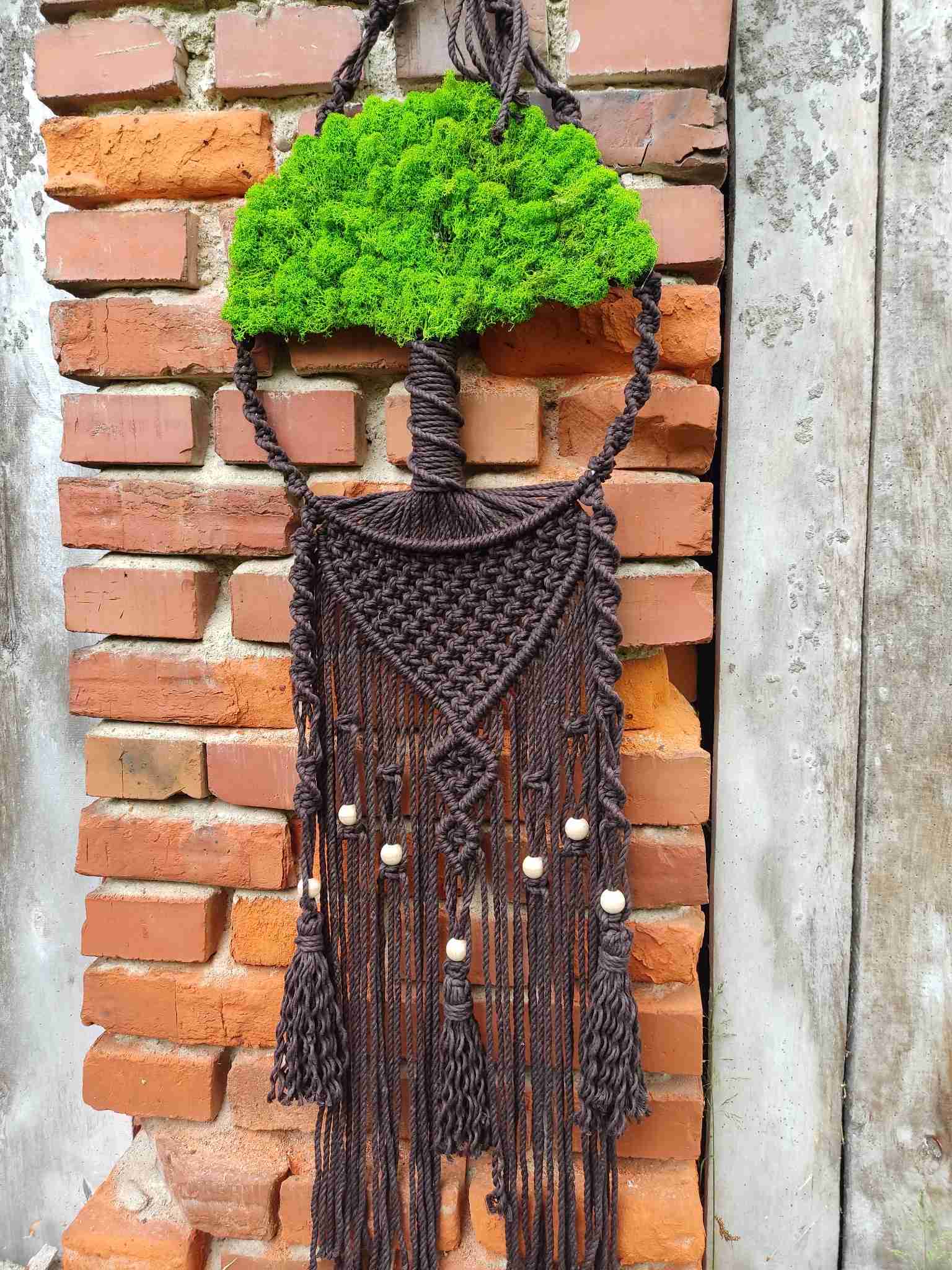 Makramowe drzewko z chrobotkiem LEŚNE SERCE - DeasyArt – rękodzieło Boho, lampiony & dekoracje handmade