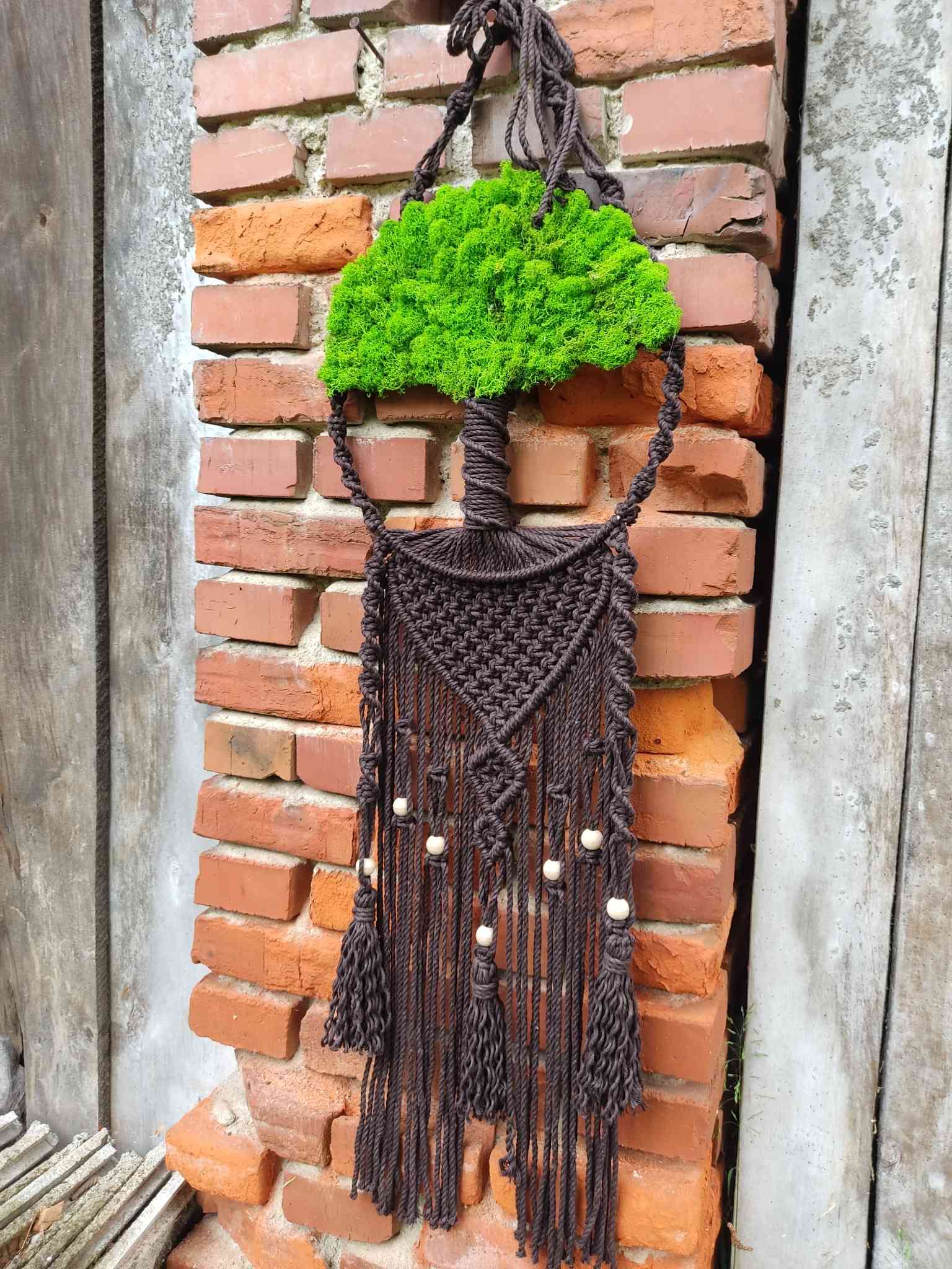 Makramowe drzewko z chrobotkiem LEŚNE SERCE - DeasyArt – rękodzieło Boho, lampiony & dekoracje handmade