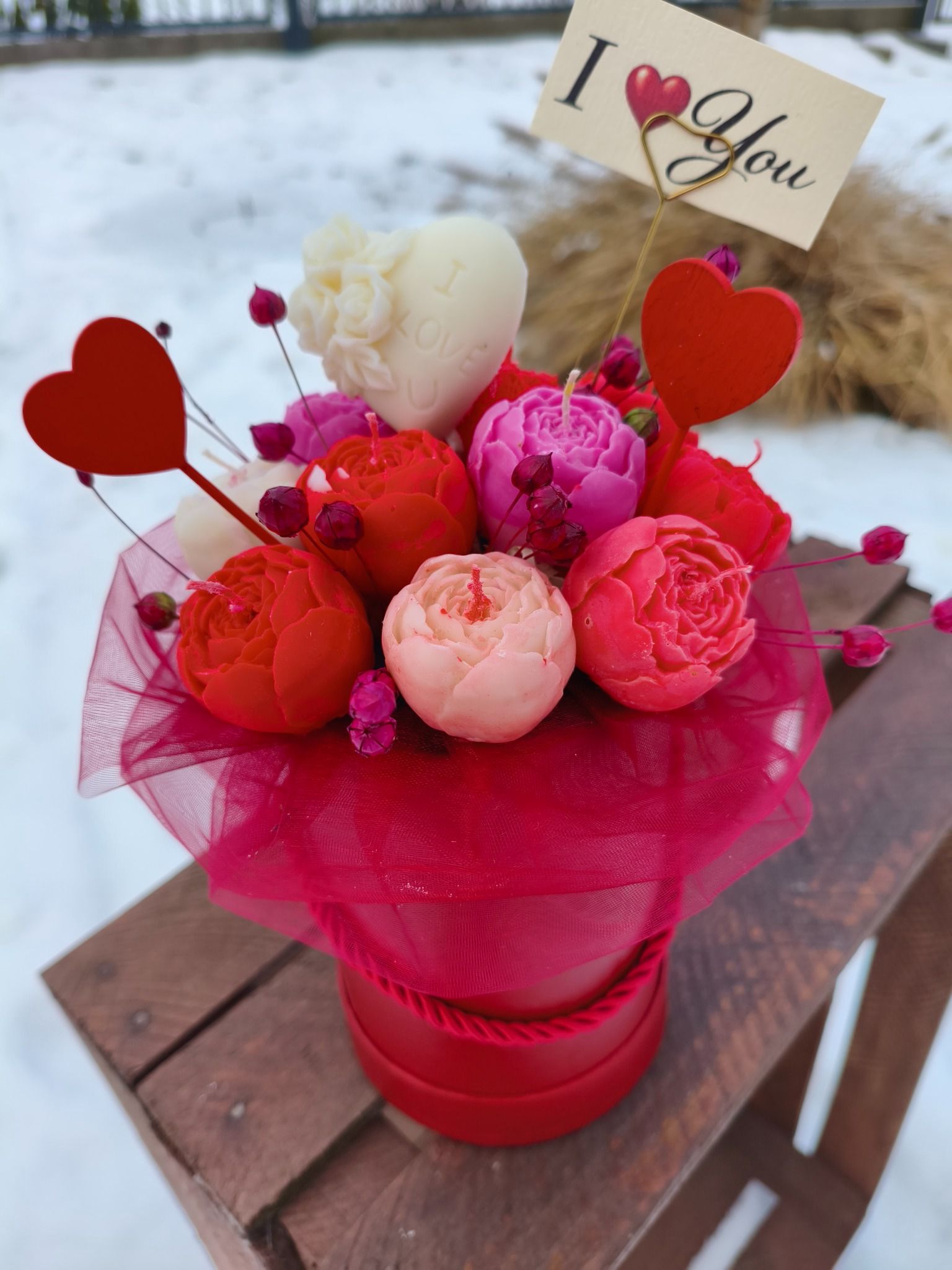 Walentynkowy box wykonany z naturalnego wosku sojowego - DeasyArt – rękodzieło Boho, lampiony & dekoracje handmade