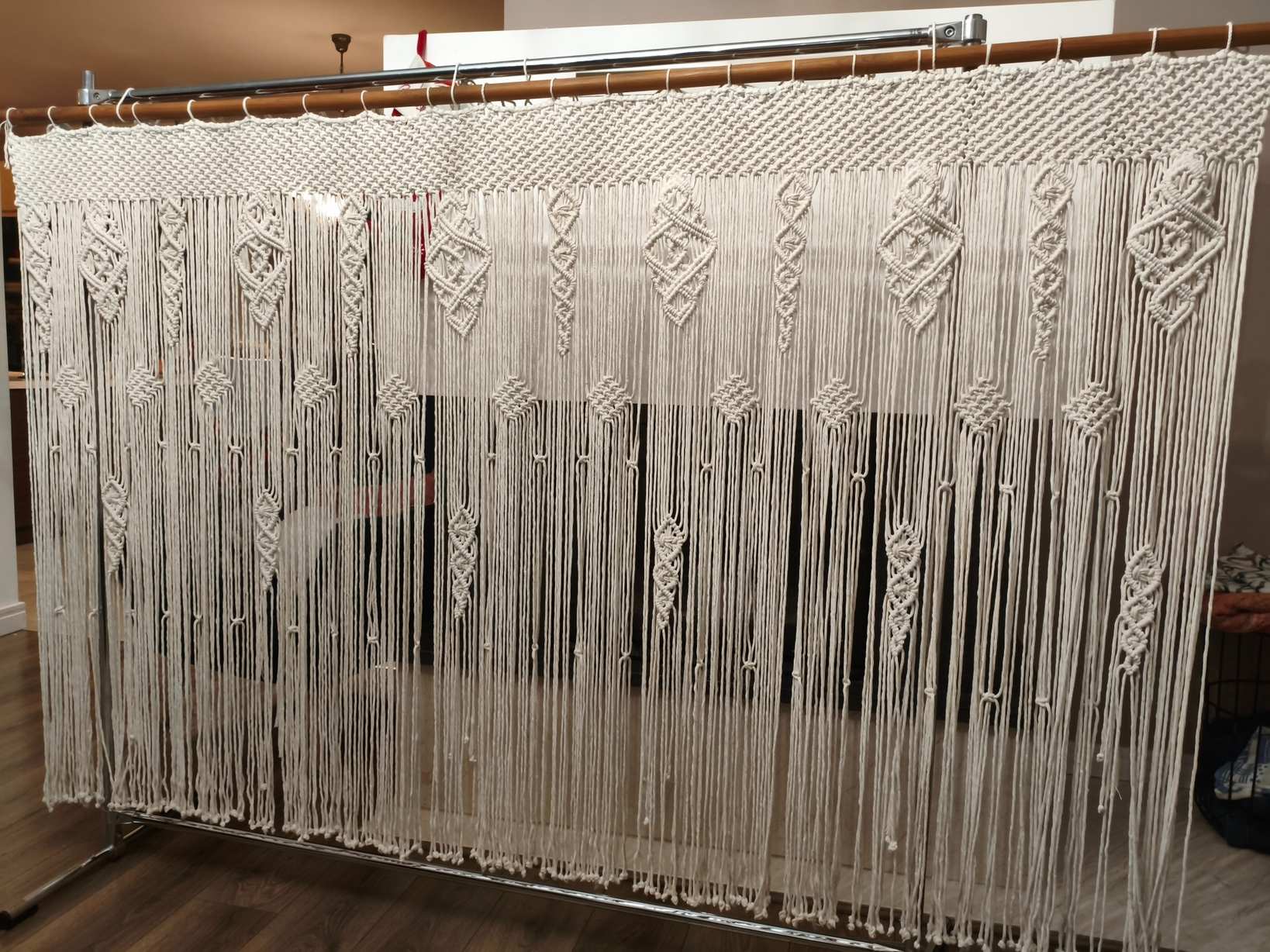 Makramowa dekoracyjna firanka do okna w stylu Boho 200 x 120 cm  - DeasyArt – rękodzieło Boho, lampiony & dekoracje handmade