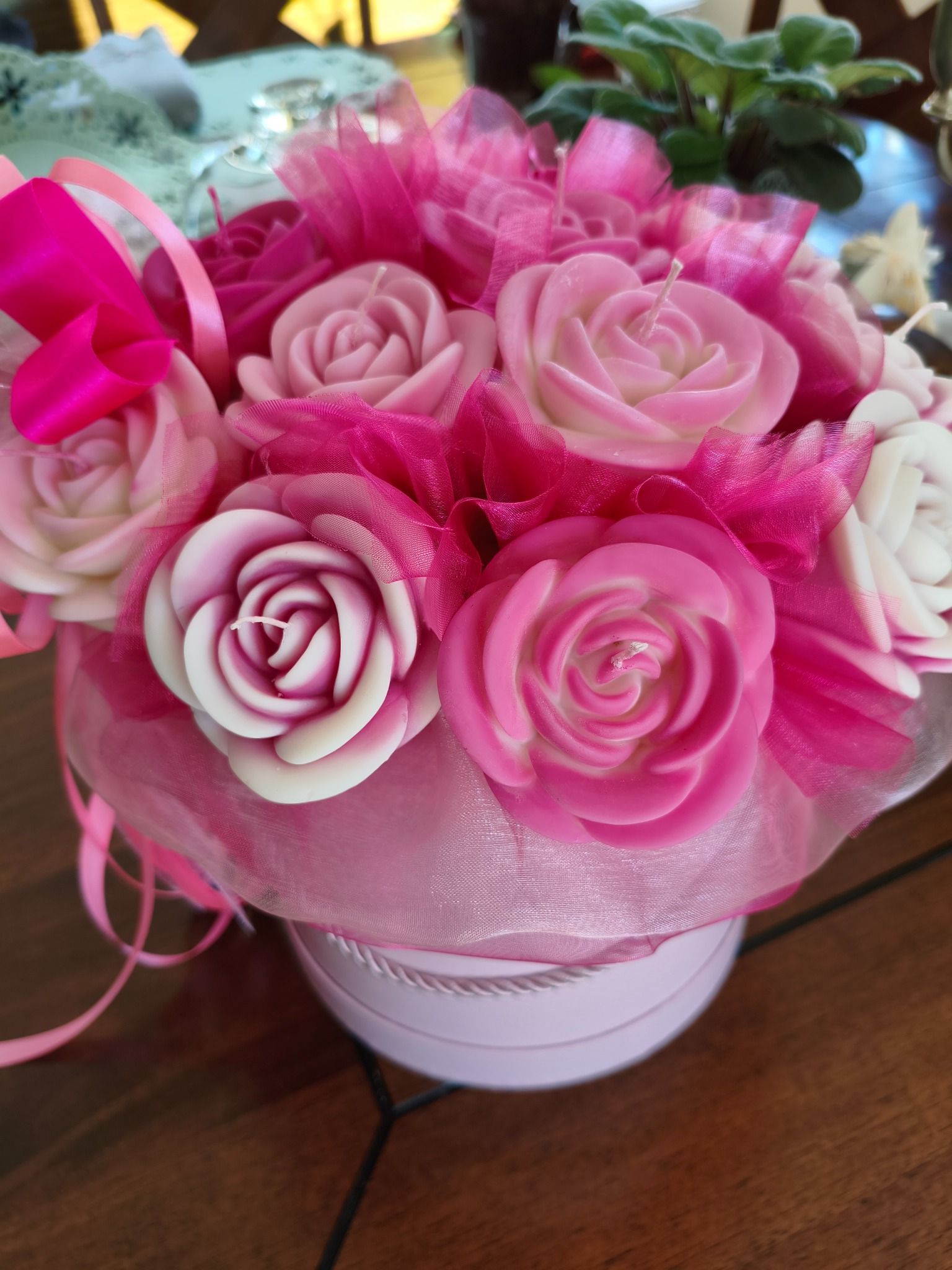 Candle Flower box XXL RÓŻE - DeasyArt – rękodzieło Boho, lampiony & dekoracje handmade