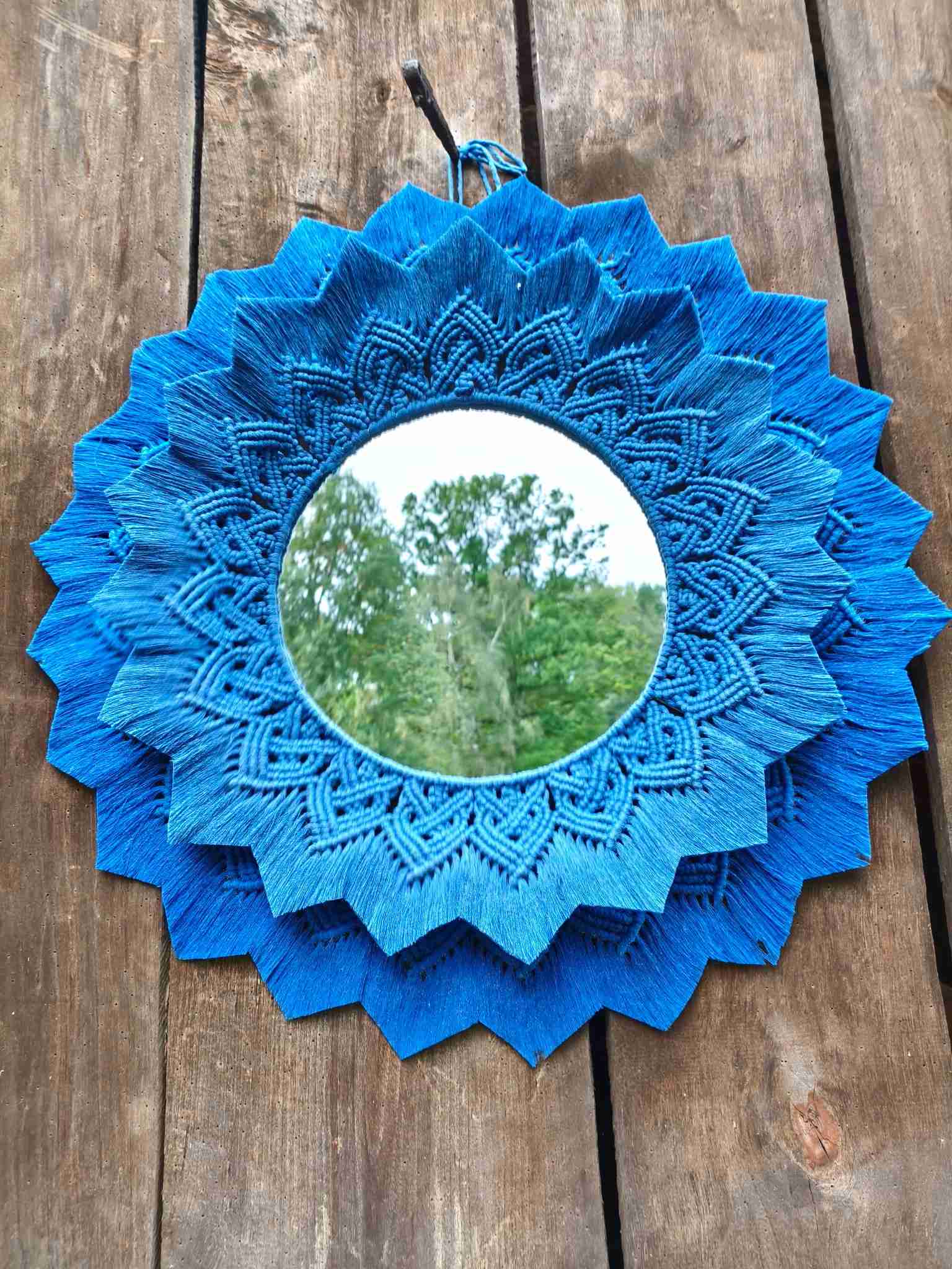 Lustro z mandalą OCEANICZNA HARMONIA  - DeasyArt – rękodzieło Boho, lampiony & dekoracje handmade