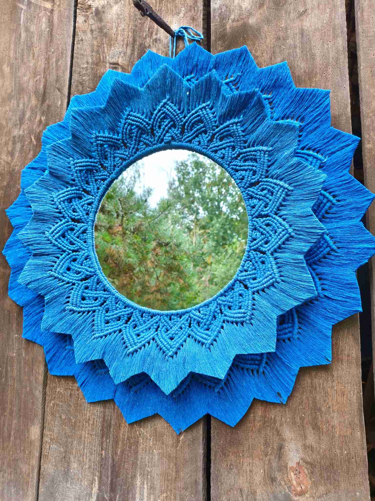 Lustro z mandalą OCEANICZNA HARMONIA  - DeasyArt – rękodzieło Boho, lampiony & dekoracje handmade