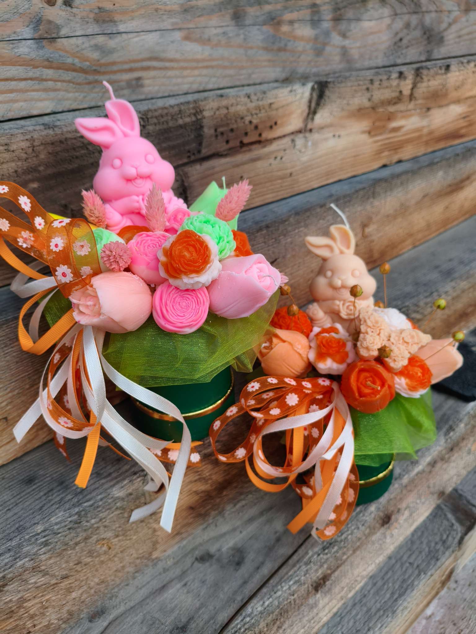 Wielkanocny Candle Flower box wykonany z naturalnych świec sojowych - DeasyArt – rękodzieło Boho, lampiony & dekoracje handmade