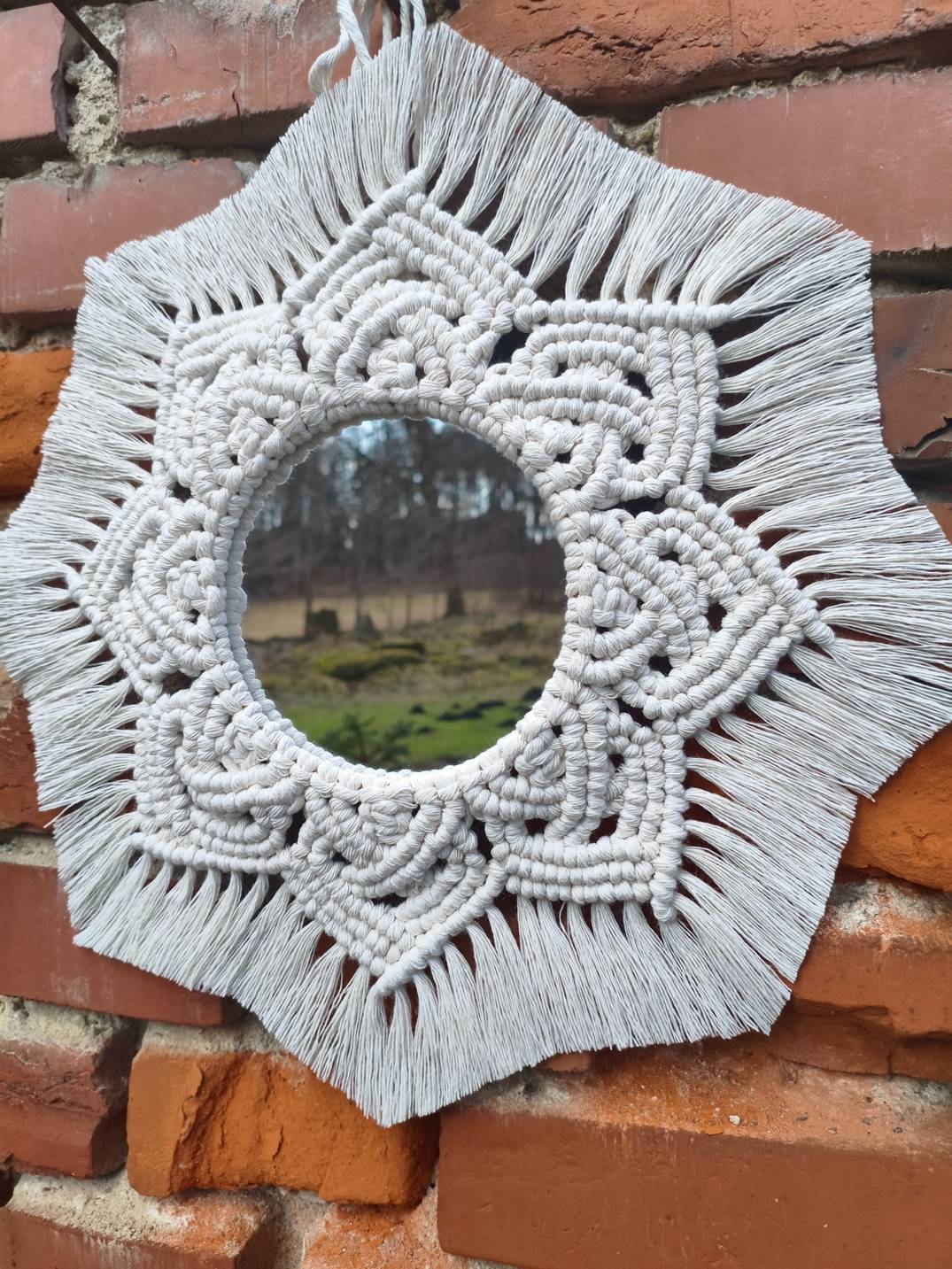 Lustro z mandalą LEŚNE ECHO - DeasyArt – rękodzieło Boho, lampiony & dekoracje handmade