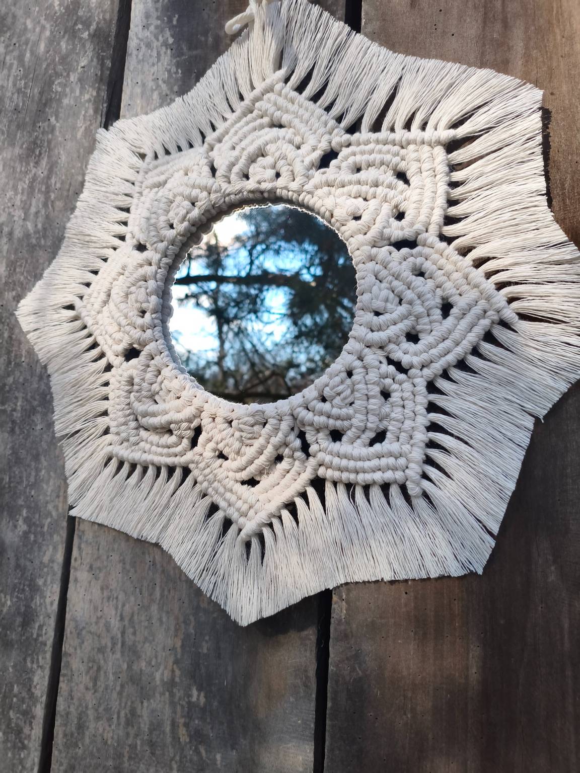 Lustro z mandalą LEŚNE ECHO - DeasyArt – rękodzieło Boho, lampiony & dekoracje handmade