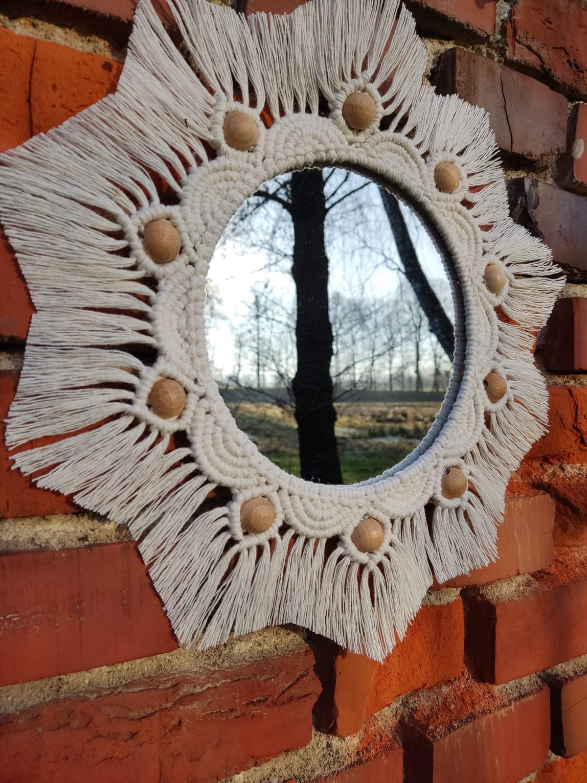 Lustro z mandalą BOHO MEADOW - DeasyArt – rękodzieło Boho, lampiony & dekoracje handmade