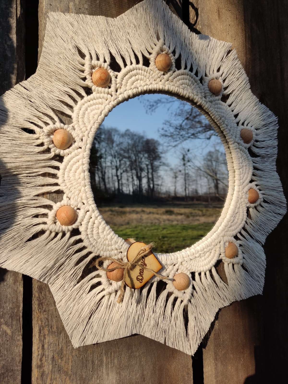 Lustro z mandalą BOHO MEADOW - DeasyArt – rękodzieło Boho, lampiony & dekoracje handmade