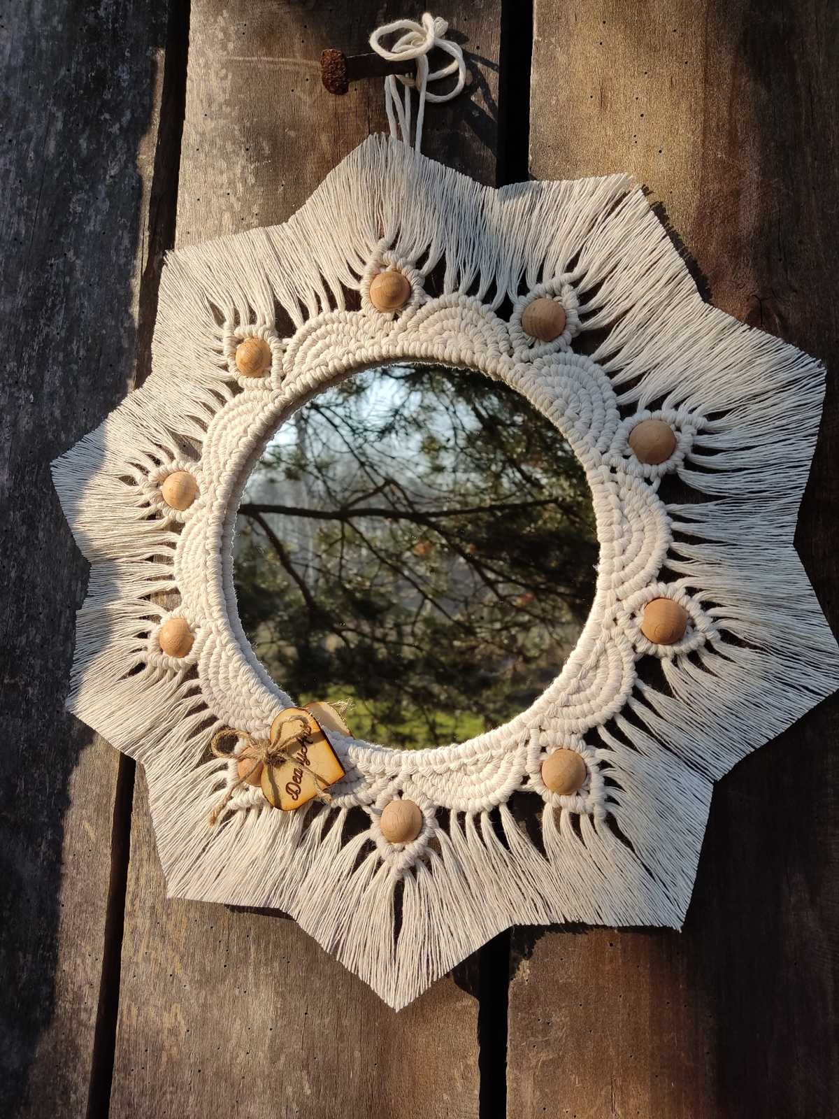 Lustro z mandalą BOHO MEADOW - DeasyArt – rękodzieło Boho, lampiony & dekoracje handmade