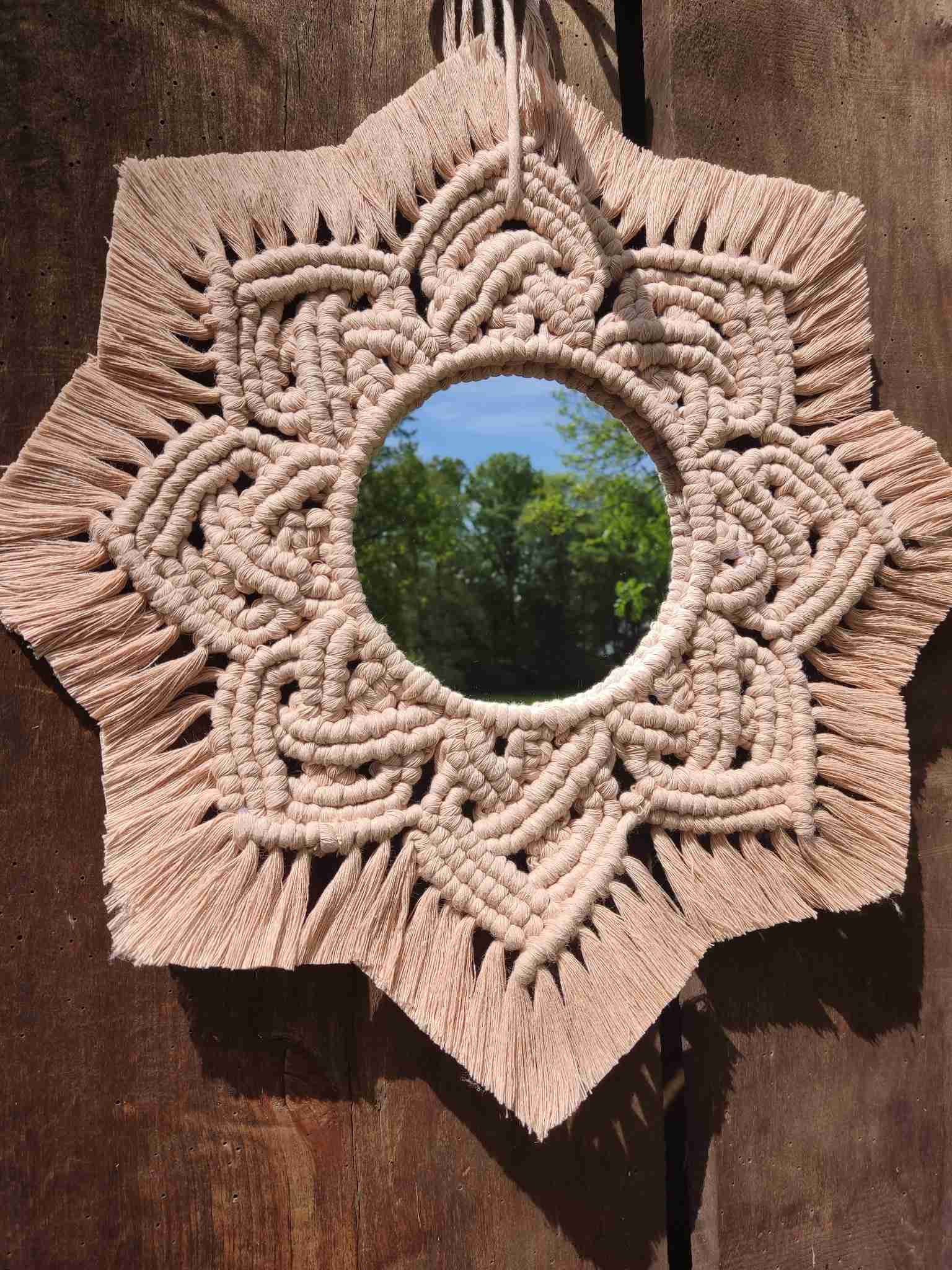 Lustro z mandalą SŁONECZNY SPOKÓJ - DeasyArt – rękodzieło Boho, lampiony & dekoracje handmade