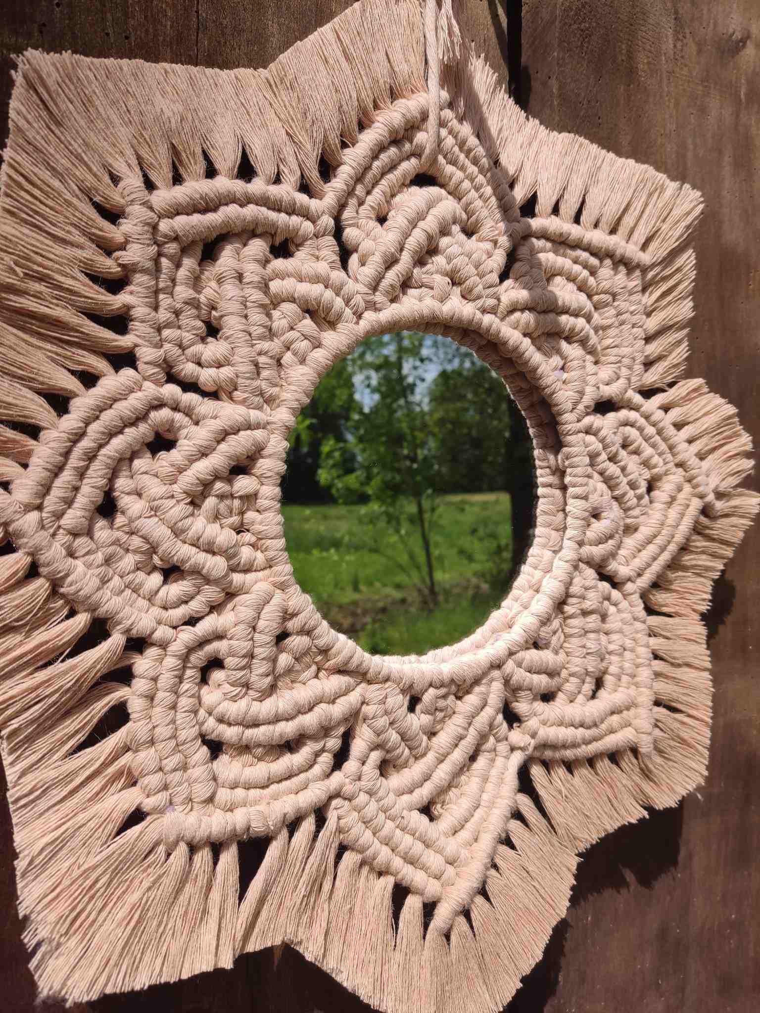 Lustro z mandalą SŁONECZNY SPOKÓJ - DeasyArt – rękodzieło Boho, lampiony & dekoracje handmade