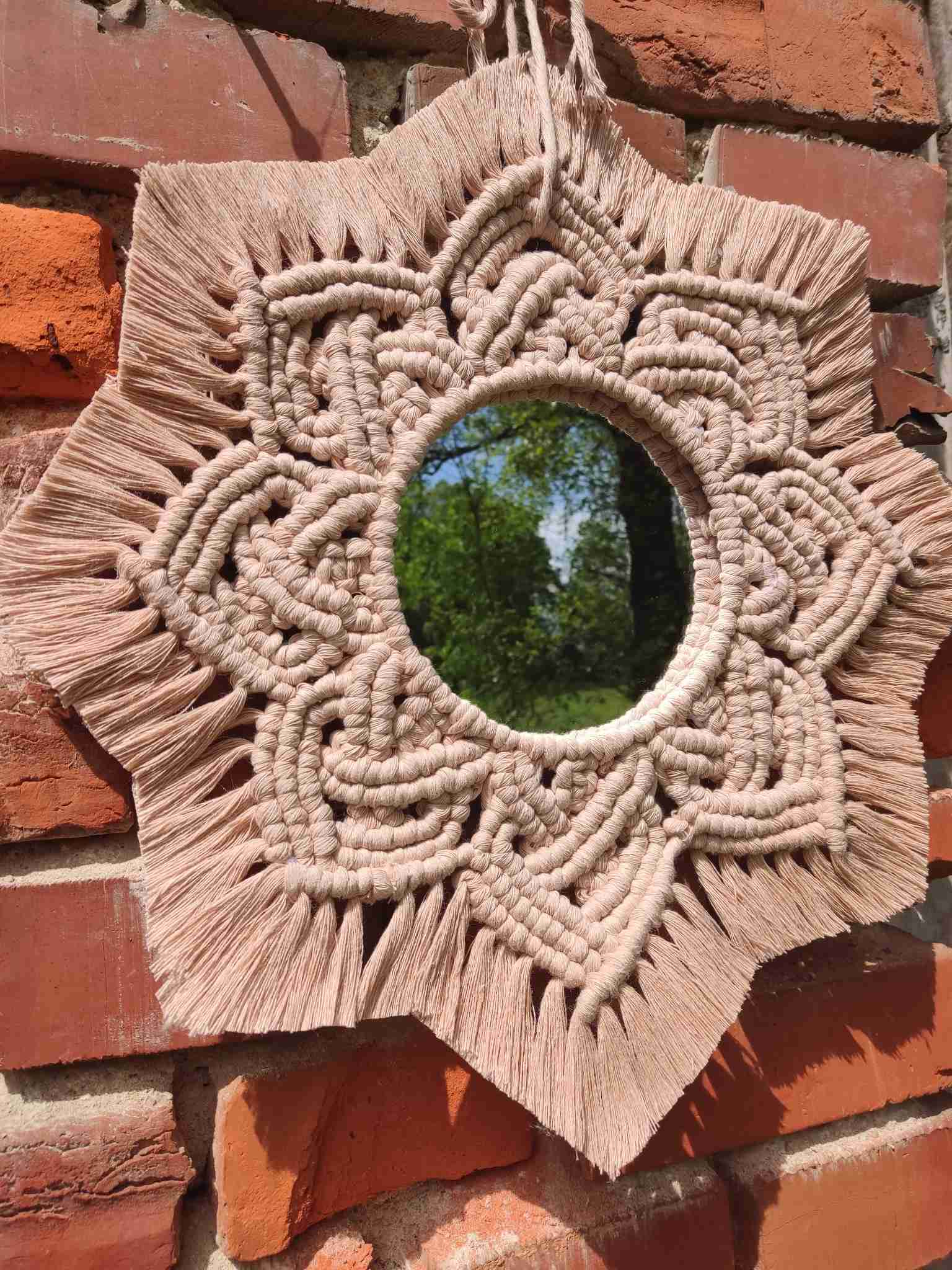 Lustro z mandalą SŁONECZNY SPOKÓJ - DeasyArt – rękodzieło Boho, lampiony & dekoracje handmade