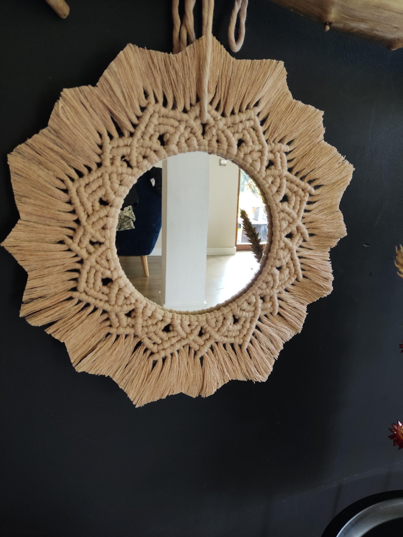 Lustro z mandalą PUSTYNNY BLASK - DeasyArt – rękodzieło Boho, lampiony & dekoracje handmade