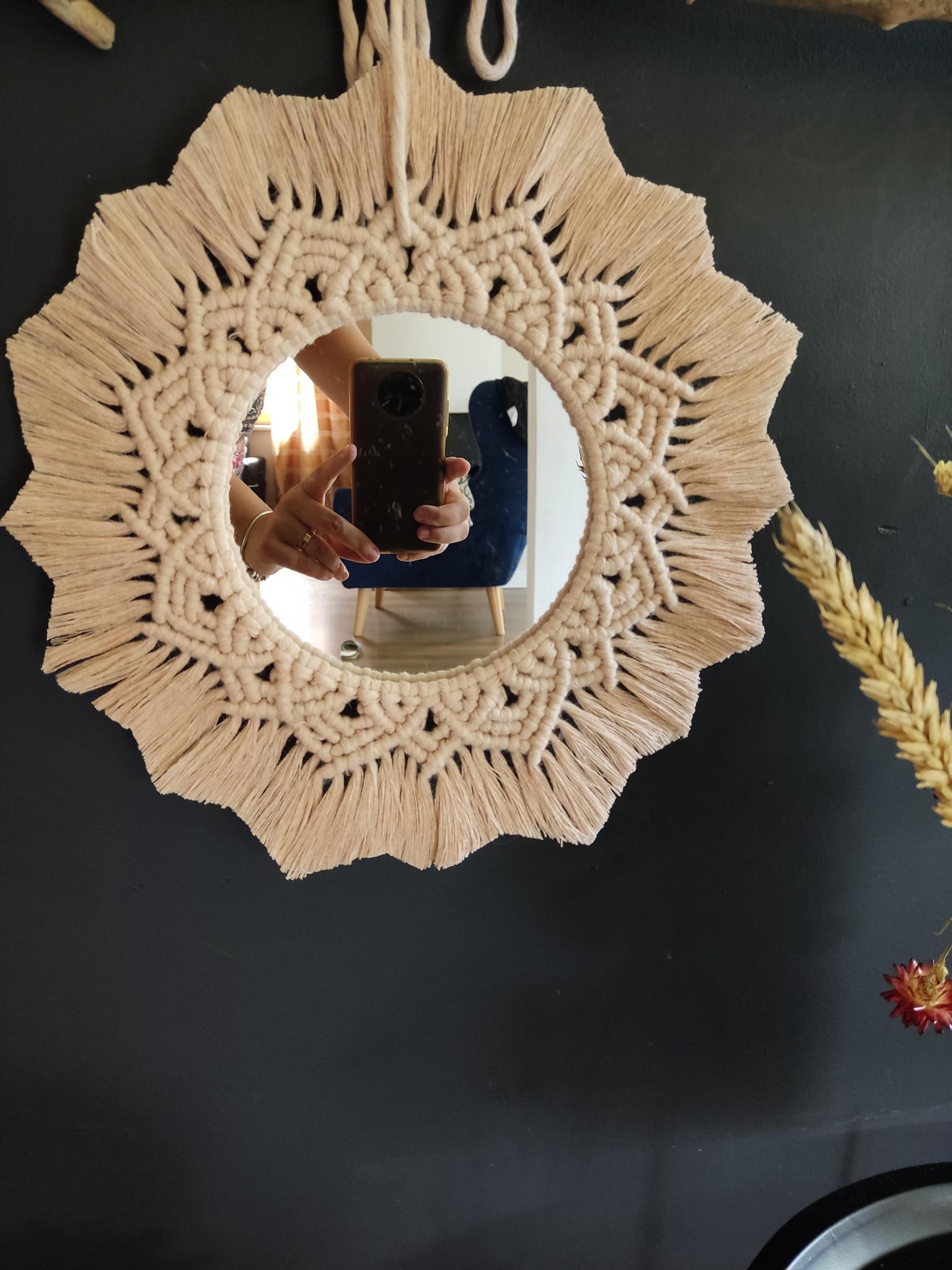 Lustro z mandalą PUSTYNNY BLASK - DeasyArt – rękodzieło Boho, lampiony & dekoracje handmade