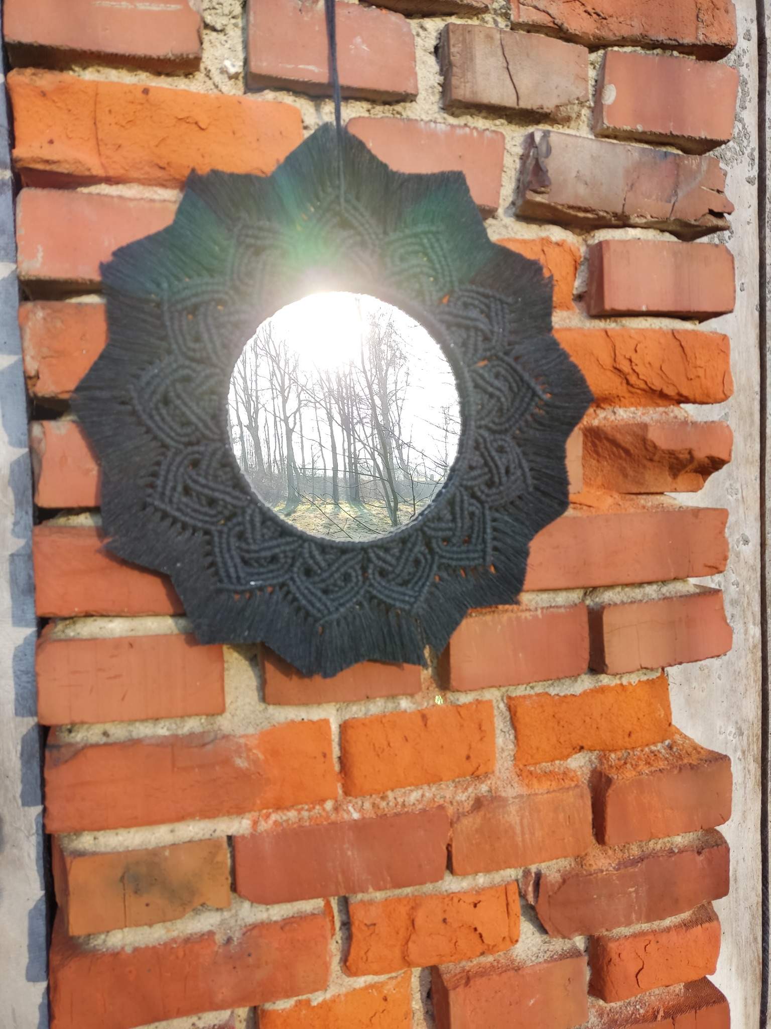 Lustro z mandalą CZARNA MGŁA  - DeasyArt – rękodzieło Boho, lampiony & dekoracje handmade