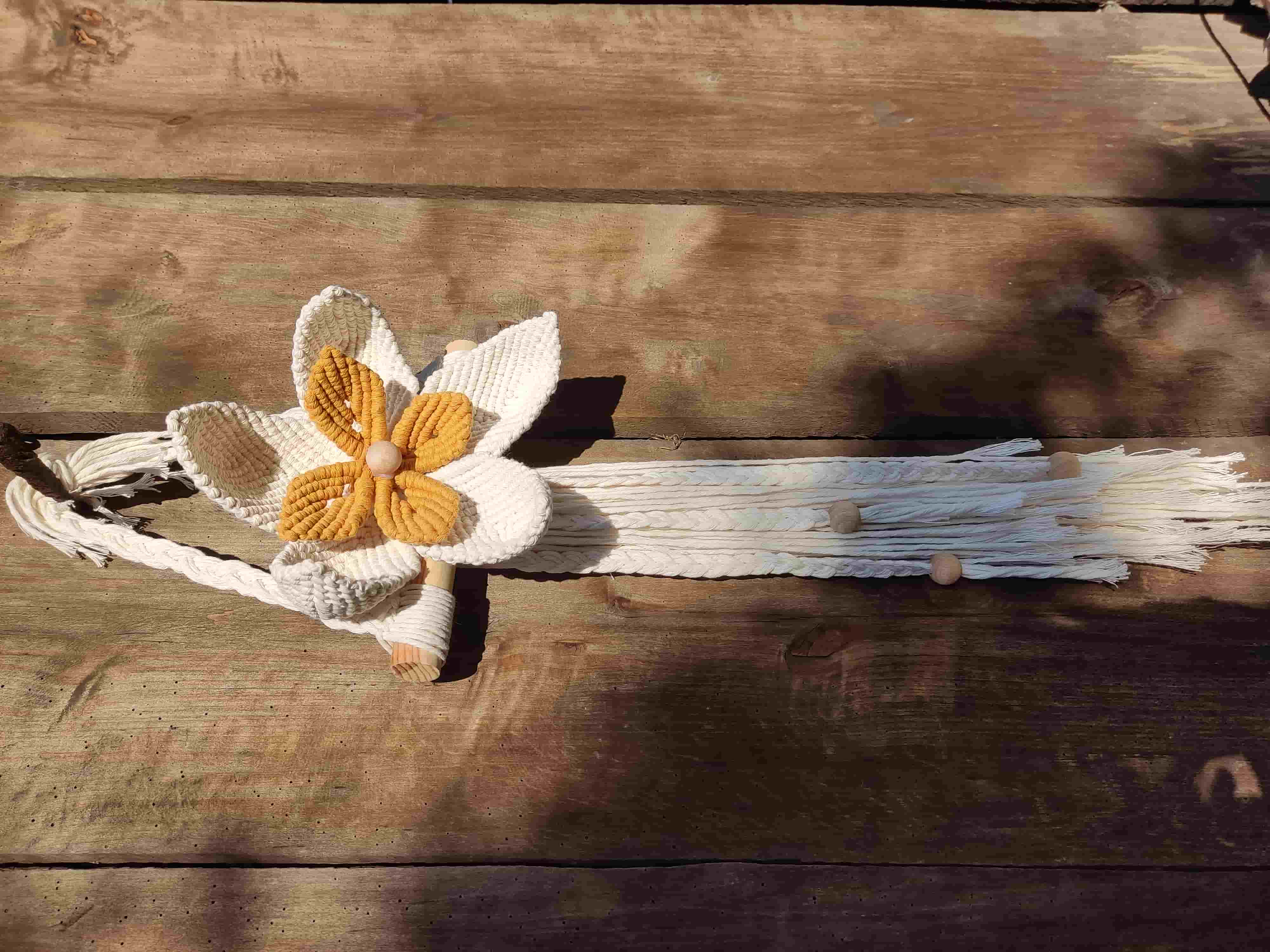 Makramowy KWIAT BOHO - DeasyArt – rękodzieło Boho, lampiony & dekoracje handmade