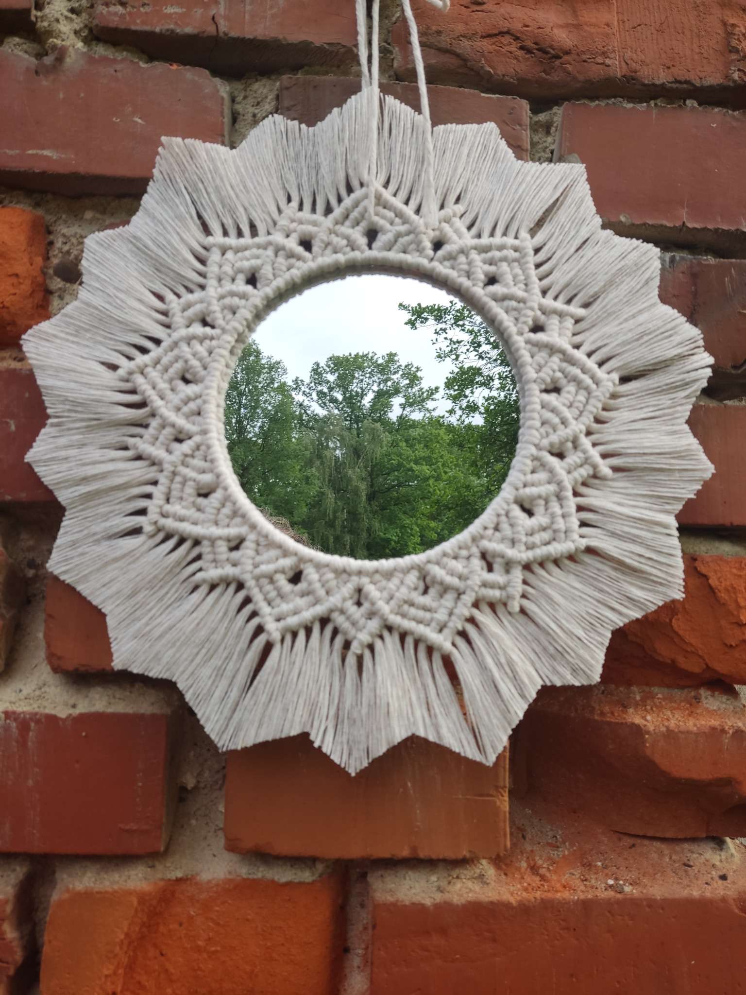 Lustro z mandalą DOTYK NATURY - DeasyArt – rękodzieło Boho, lampiony & dekoracje handmade