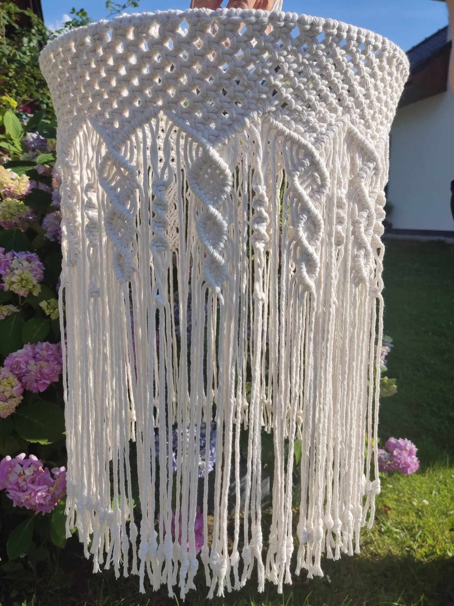 Makramowy abażur MAKRAMOWY CZAR  - DeasyArt – rękodzieło Boho, lampiony & dekoracje handmade