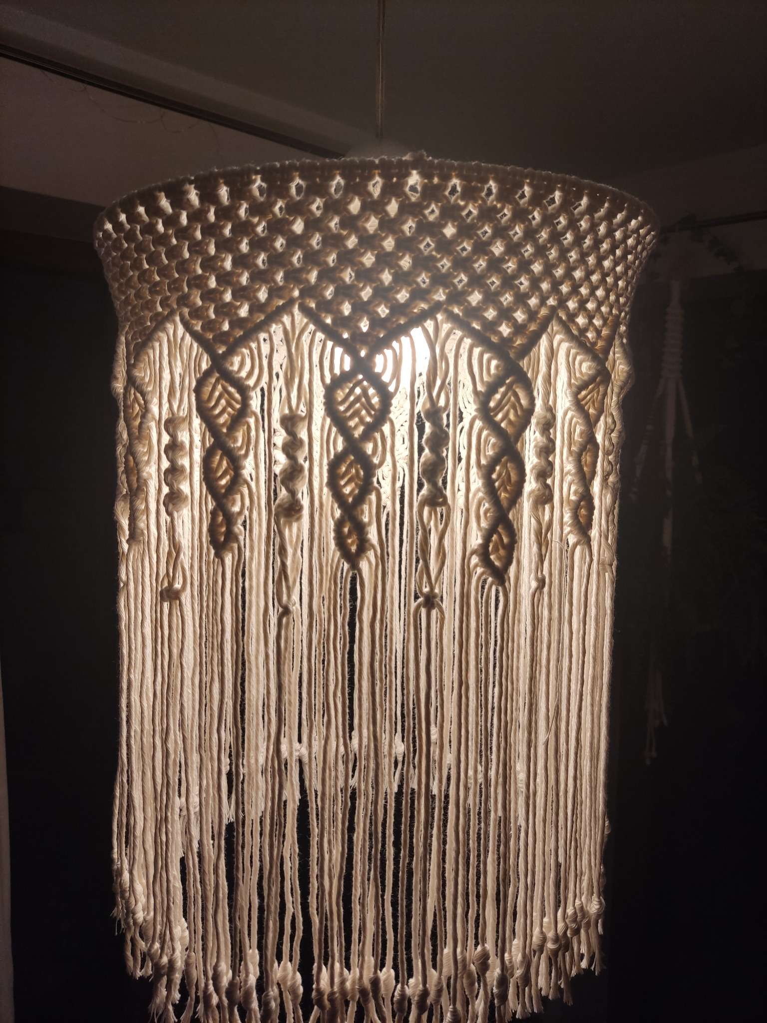 Makramowy abażur MAKRAMOWY CZAR  - DeasyArt – rękodzieło Boho, lampiony & dekoracje handmade
