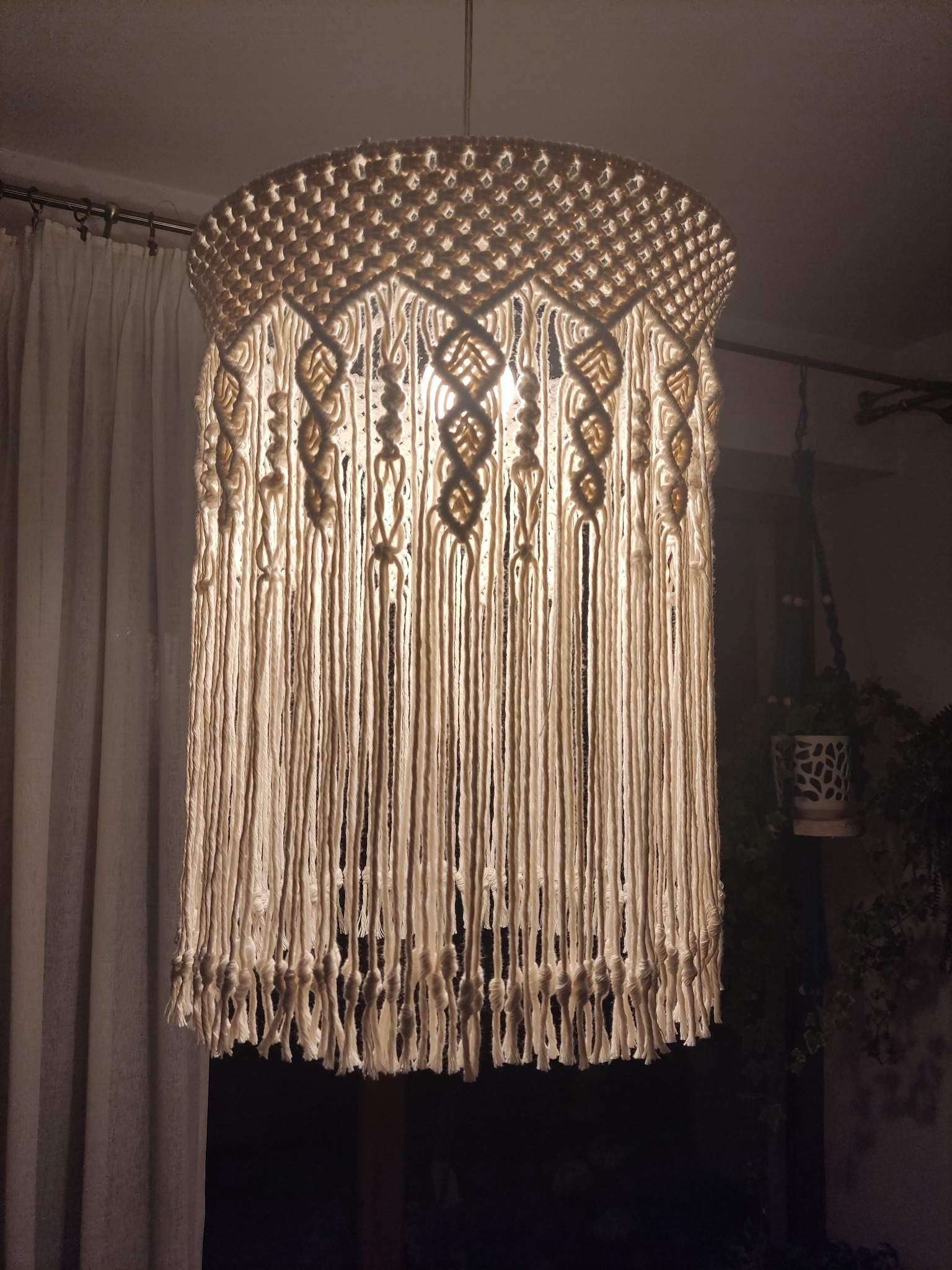 Makramowy abażur MAKRAMOWY CZAR  - DeasyArt – rękodzieło Boho, lampiony & dekoracje handmade