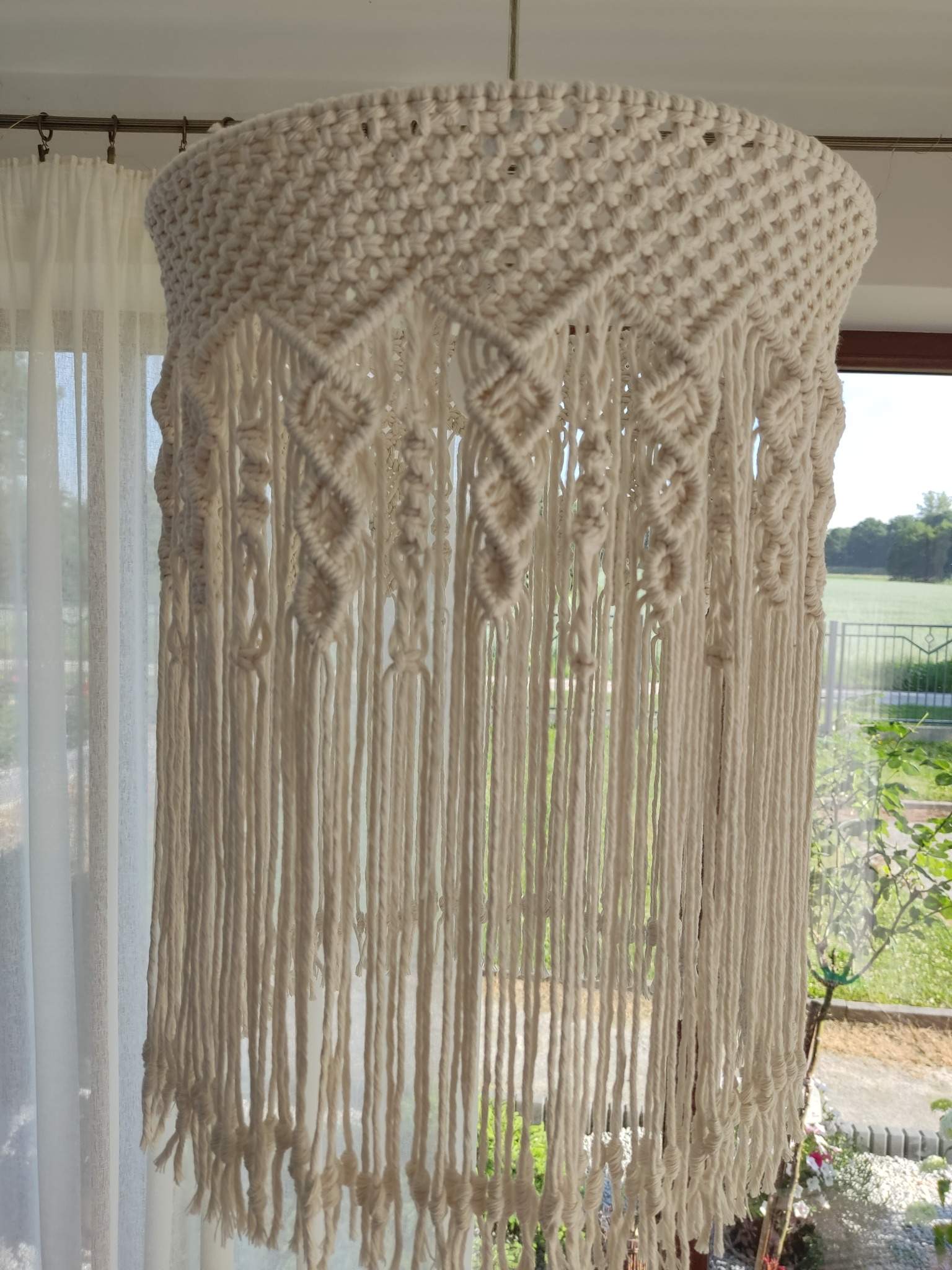 Makramowy abażur MAKRAMOWY CZAR  - DeasyArt – rękodzieło Boho, lampiony & dekoracje handmade