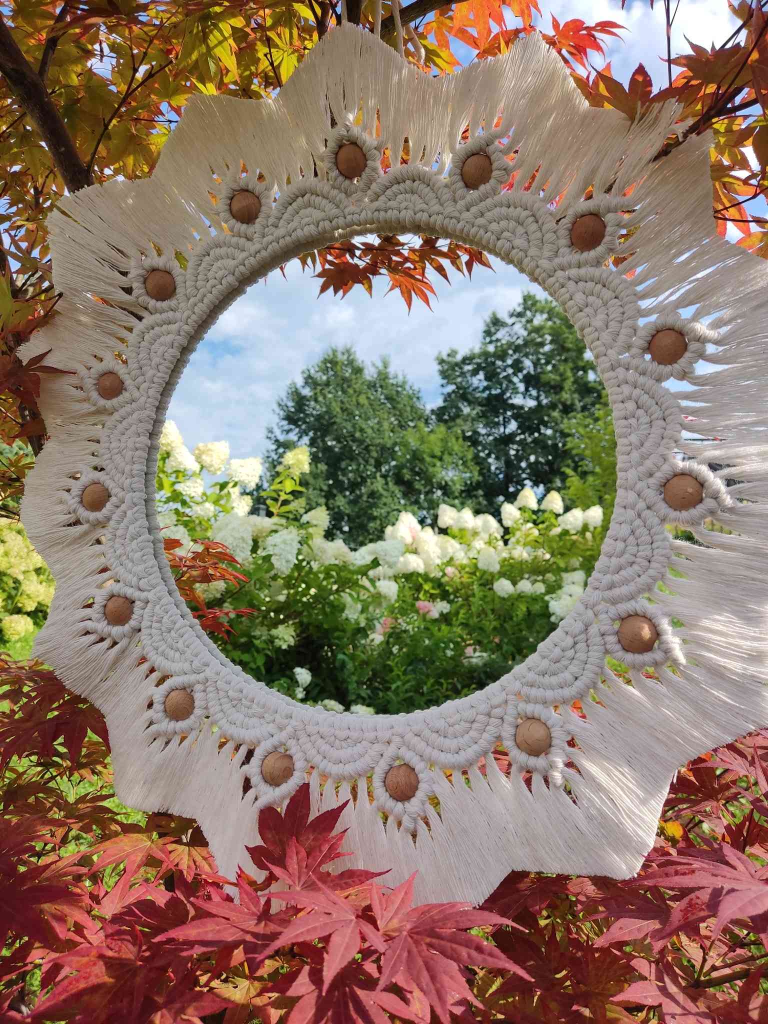 Lustro z mandalą BOHO SUNLIGHT - DeasyArt – rękodzieło Boho, lampiony & dekoracje handmade