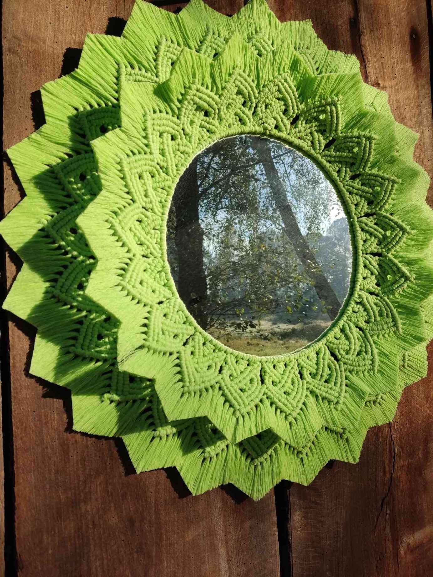 Lustro z mandalą ZIELONA HARMONIA  - DeasyArt – rękodzieło Boho, lampiony & dekoracje handmade