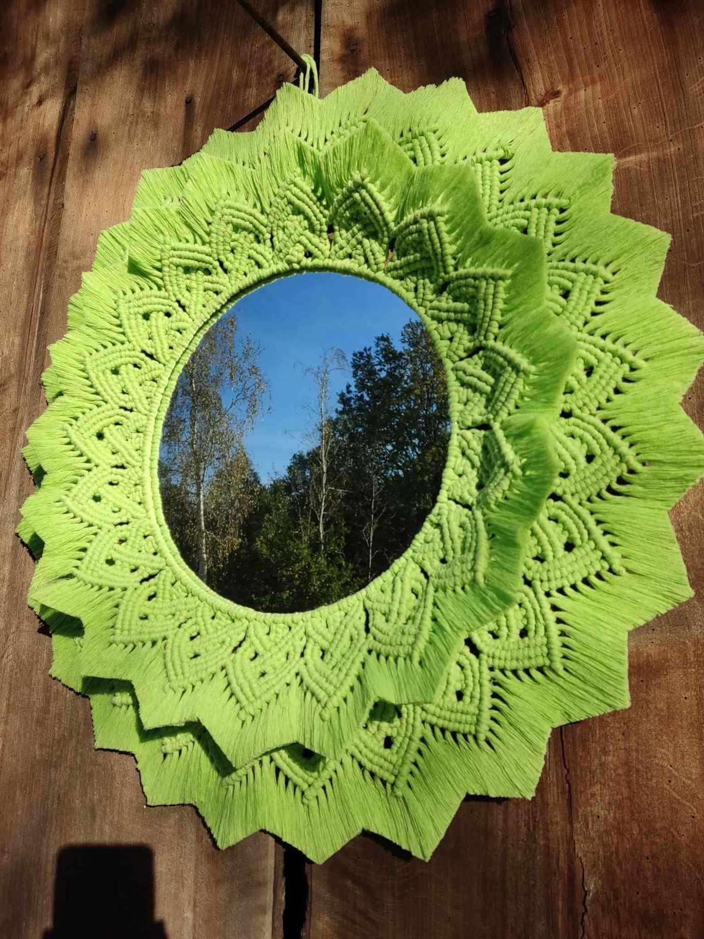 Lustro z mandalą ZIELONA HARMONIA  - DeasyArt – rękodzieło Boho, lampiony & dekoracje handmade