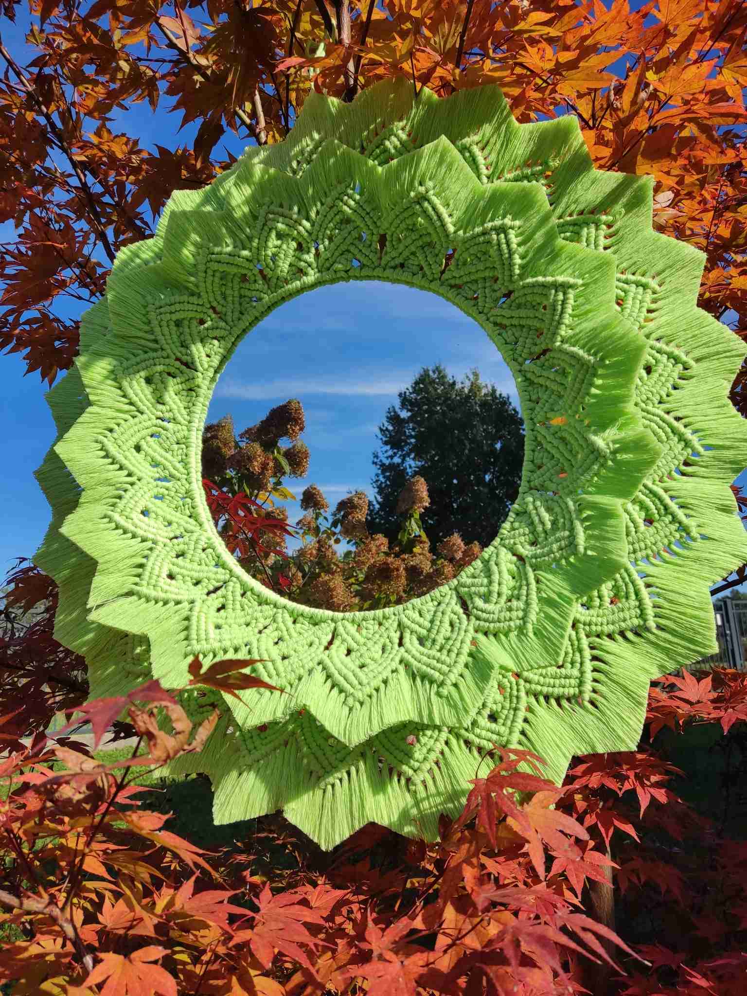 Lustro z mandalą ZIELONA HARMONIA  - DeasyArt – rękodzieło Boho, lampiony & dekoracje handmade