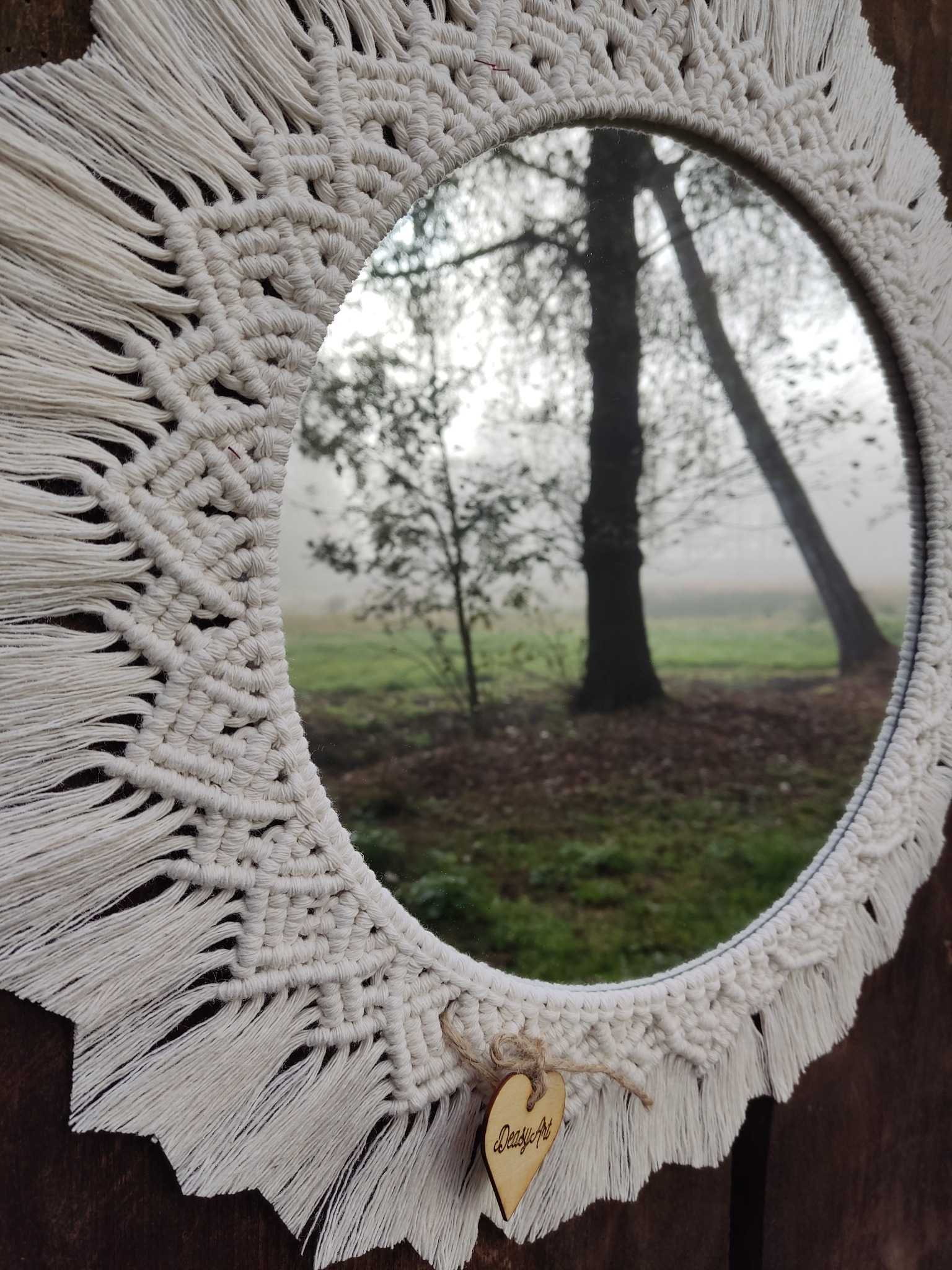 Lustro z mandalą PORANNA MGŁA  - DeasyArt – rękodzieło Boho, lampiony & dekoracje handmade