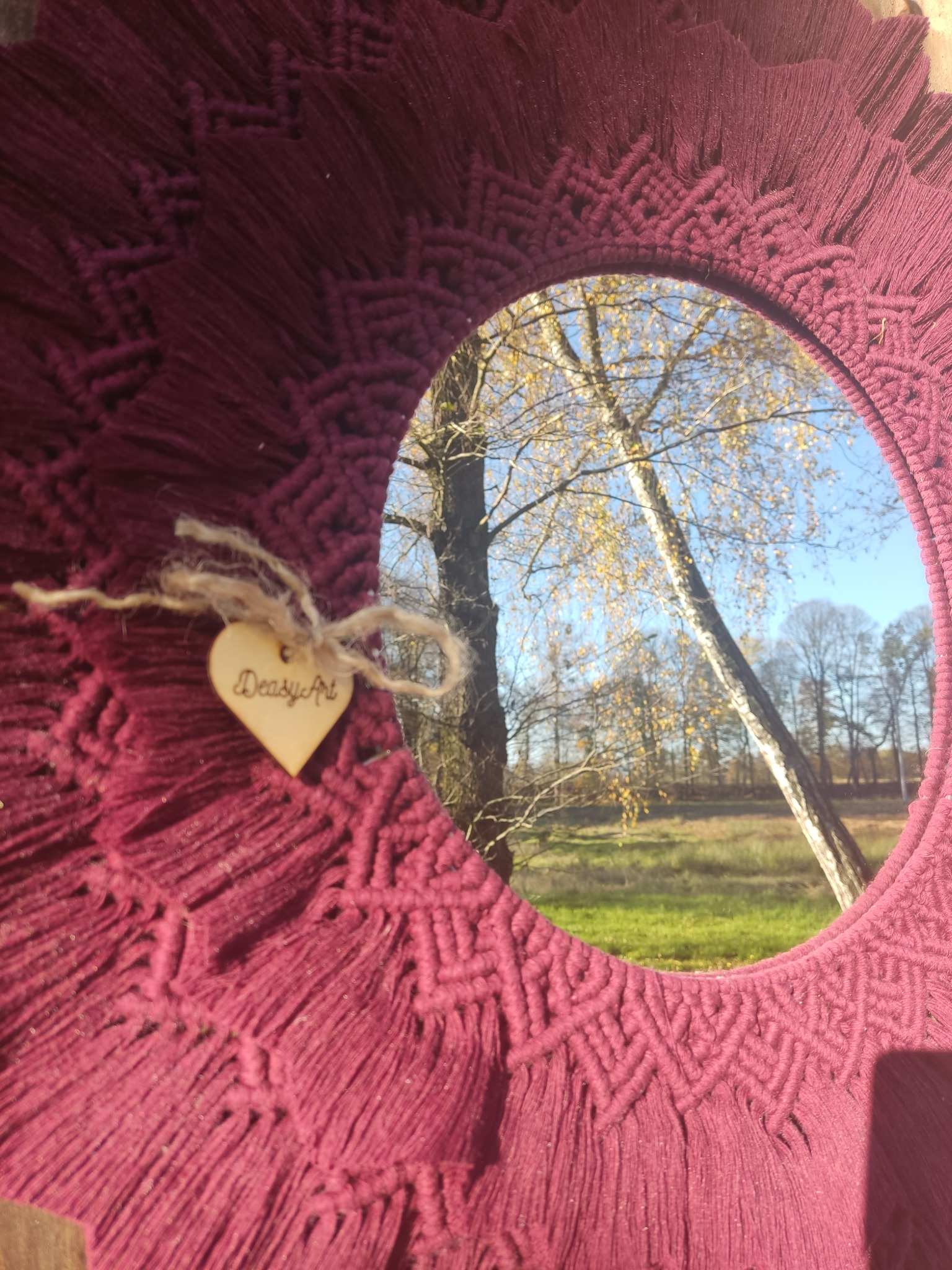 Lustro z mandalą BURGUNDOWA KRÓLOWA  - DeasyArt – rękodzieło Boho, lampiony & dekoracje handmade